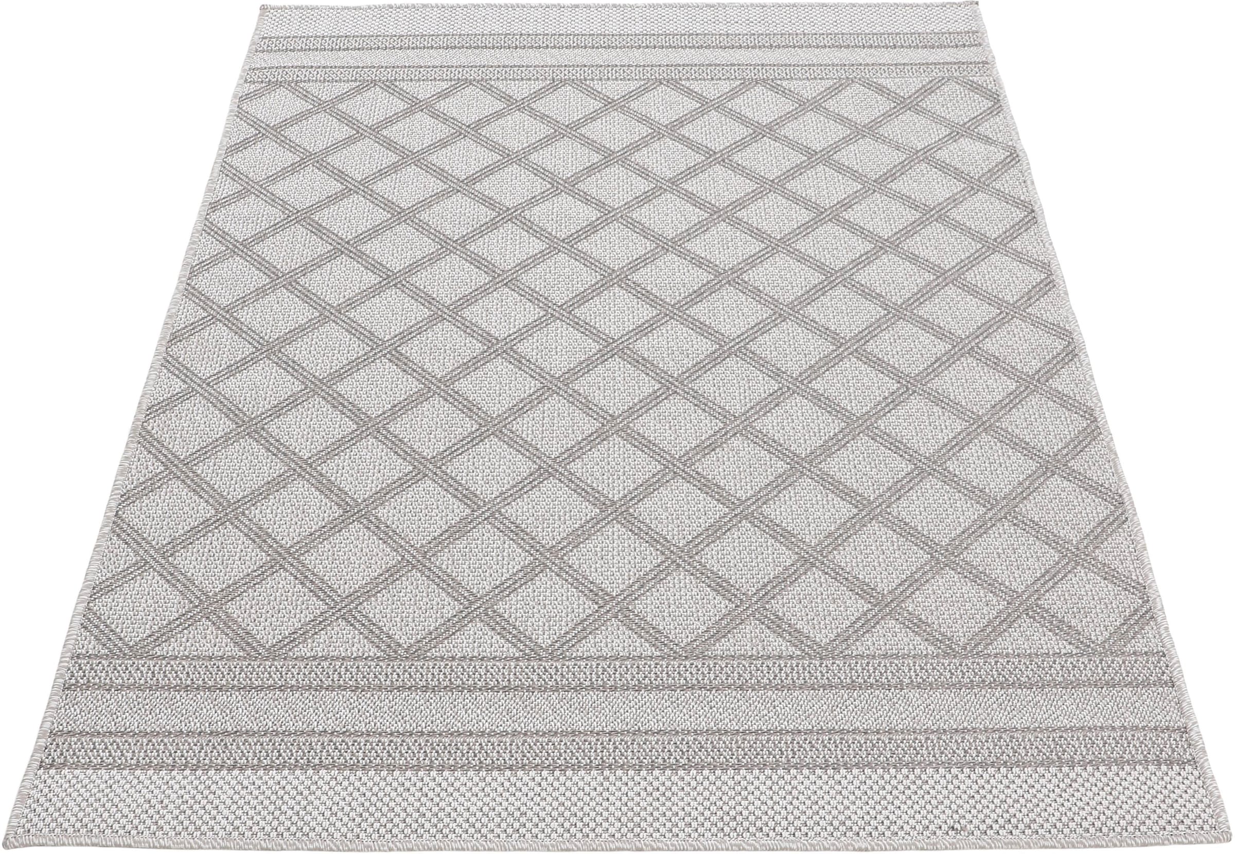 carpetfine Teppich »Boho 104«, rechteckig, 4 mm Höhe, robustes Flachgewebe, Sisal Optik, UV-beständig, Außenbereich
