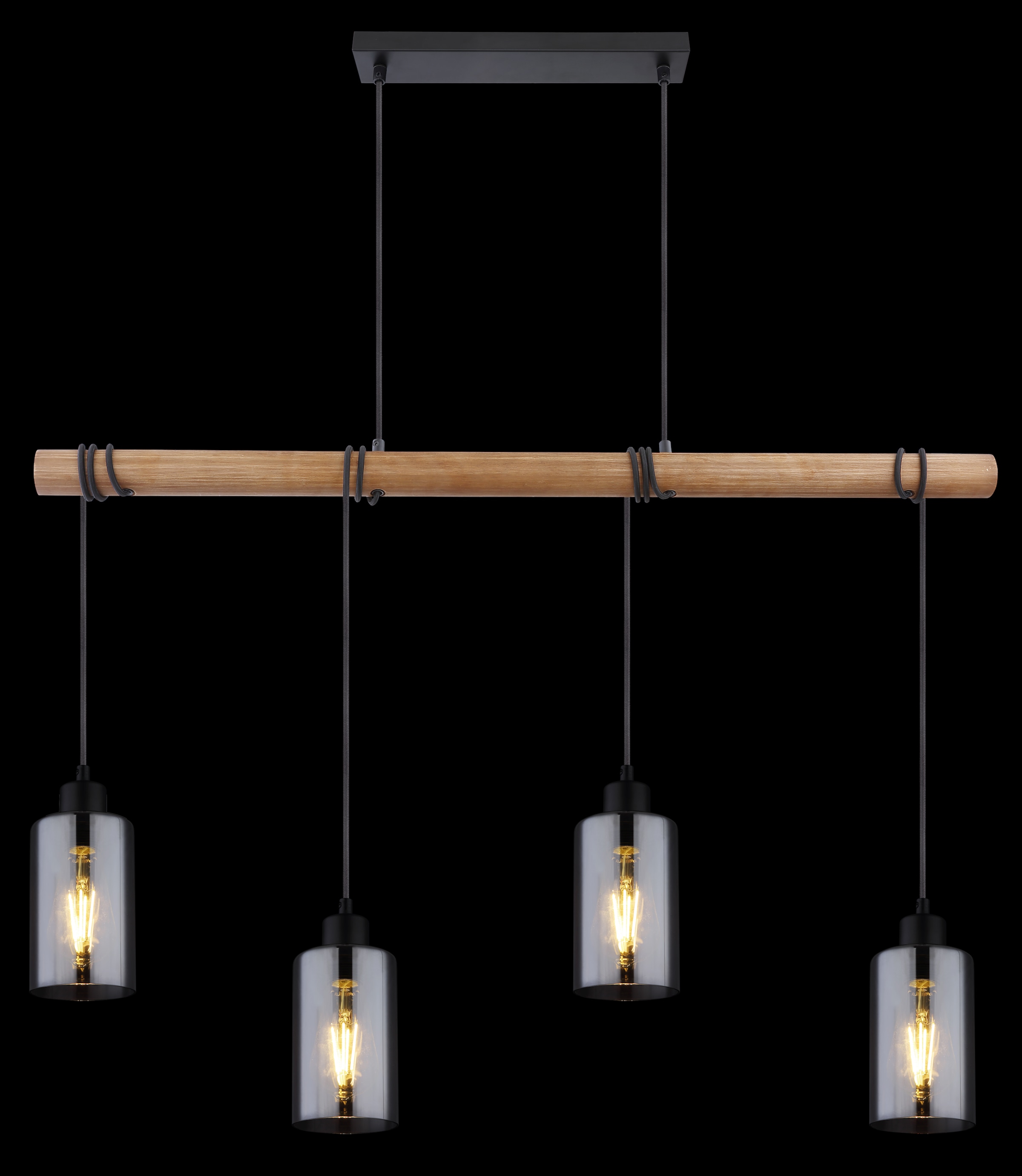 GLOBO LIGHTING Hängeleuchte »HADERA«, Leuchtmittel E27 | ohne Leuchtmittel, Hängelampe/Pendelleuchte/Glas rauchfarben/Kabel zum Herumwickeln