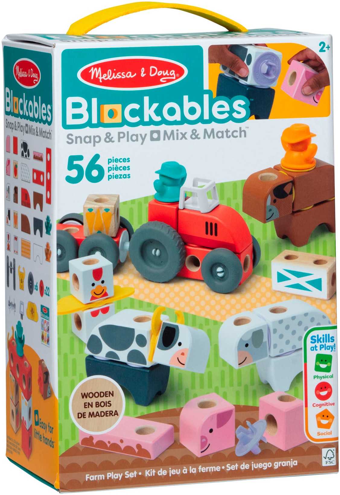 Spin Master Spielbausteine »Melissa & Doug Blockables Bauernhof«, (56 St.)
