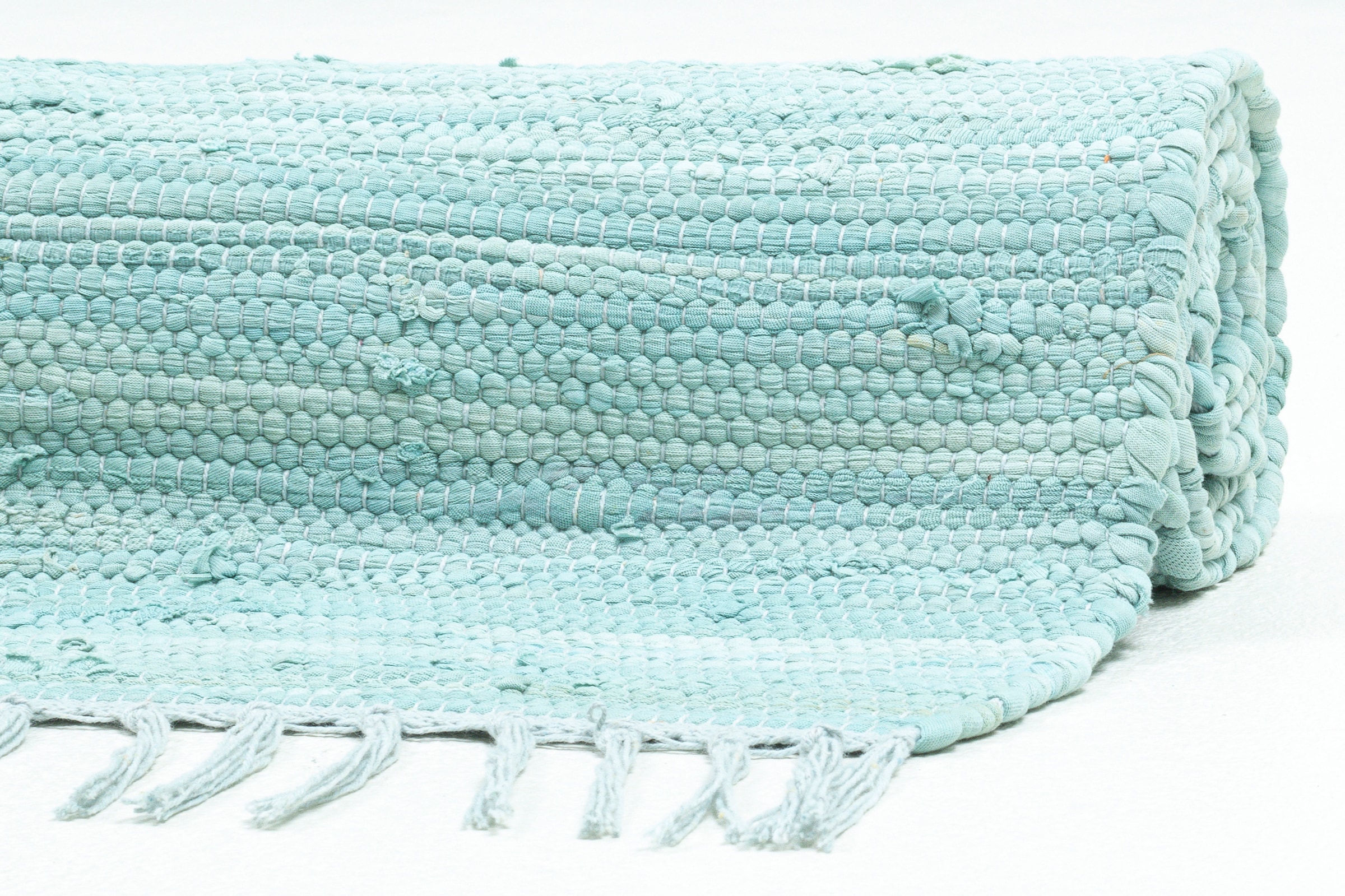 THEKO mit Fransen Flachgewebe, bequem Teppich reine handgewebt, Baumwolle, rechteckig, »Happy Teppich, schnell bestellen Handweb und Cotton«,