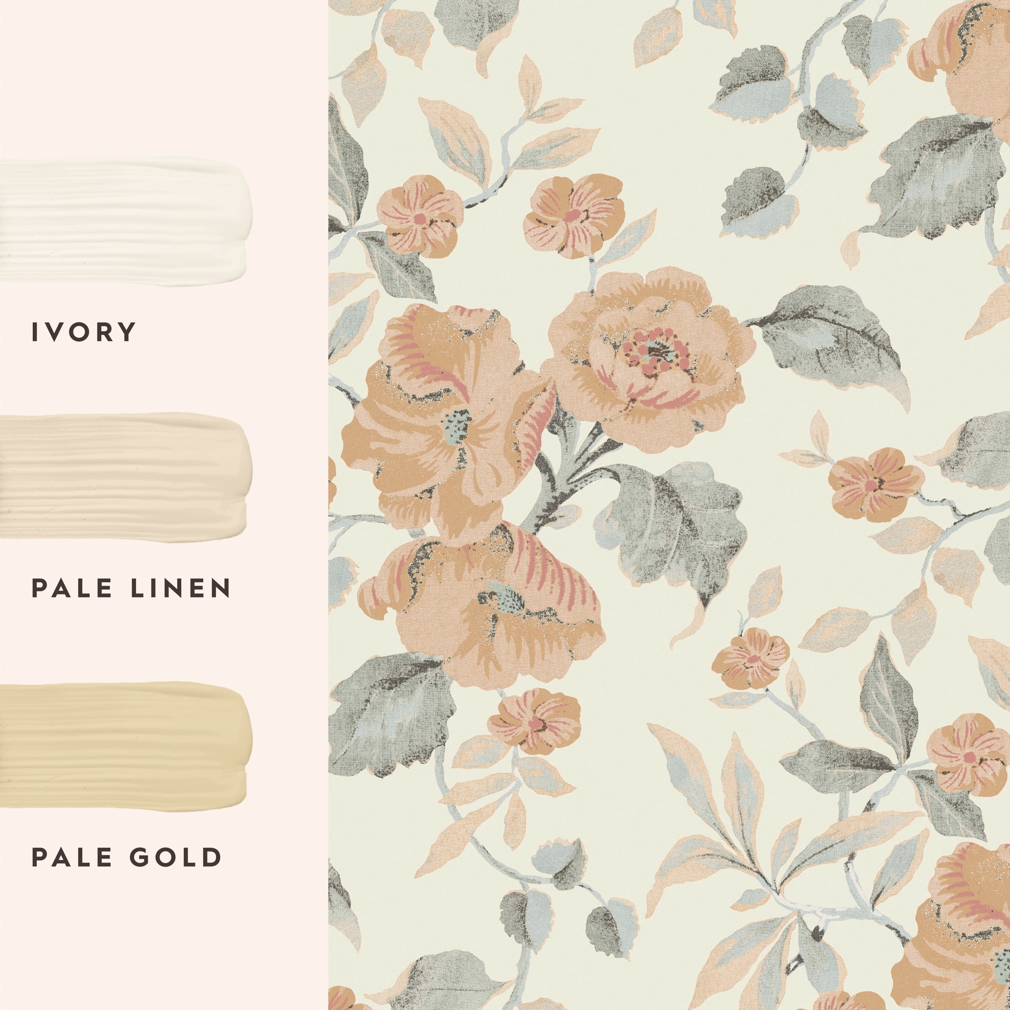 LAURA ASHLEY Vliestapete »Alyworth Trail Apricot« geblümt glatt 10mx52cm (ca. 5m2)