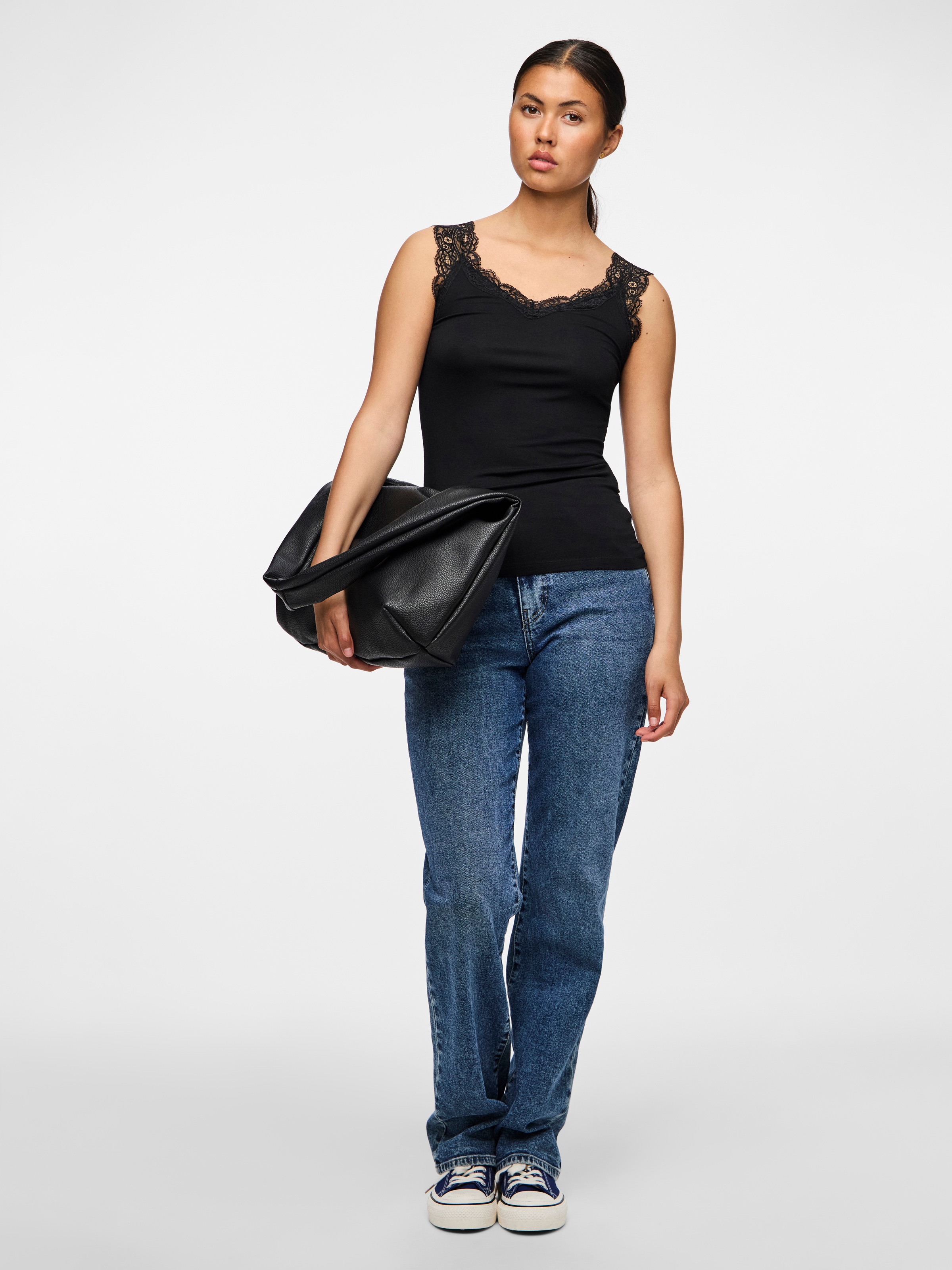 pieces Spitzentop »PCBARBERA« Viskosemischung