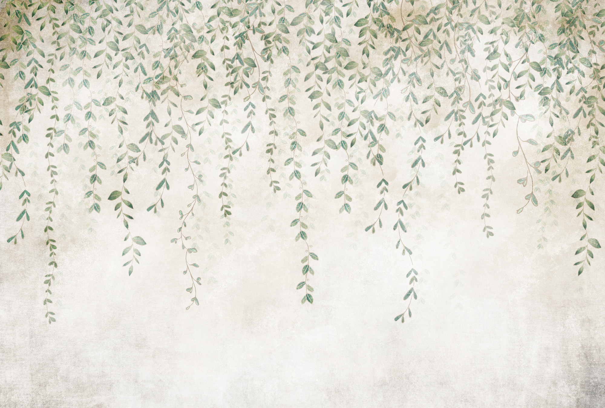 living walls Vliestapete »Florale Tapete Hängende Blätter Grün Beige Natur« günstig online kaufen