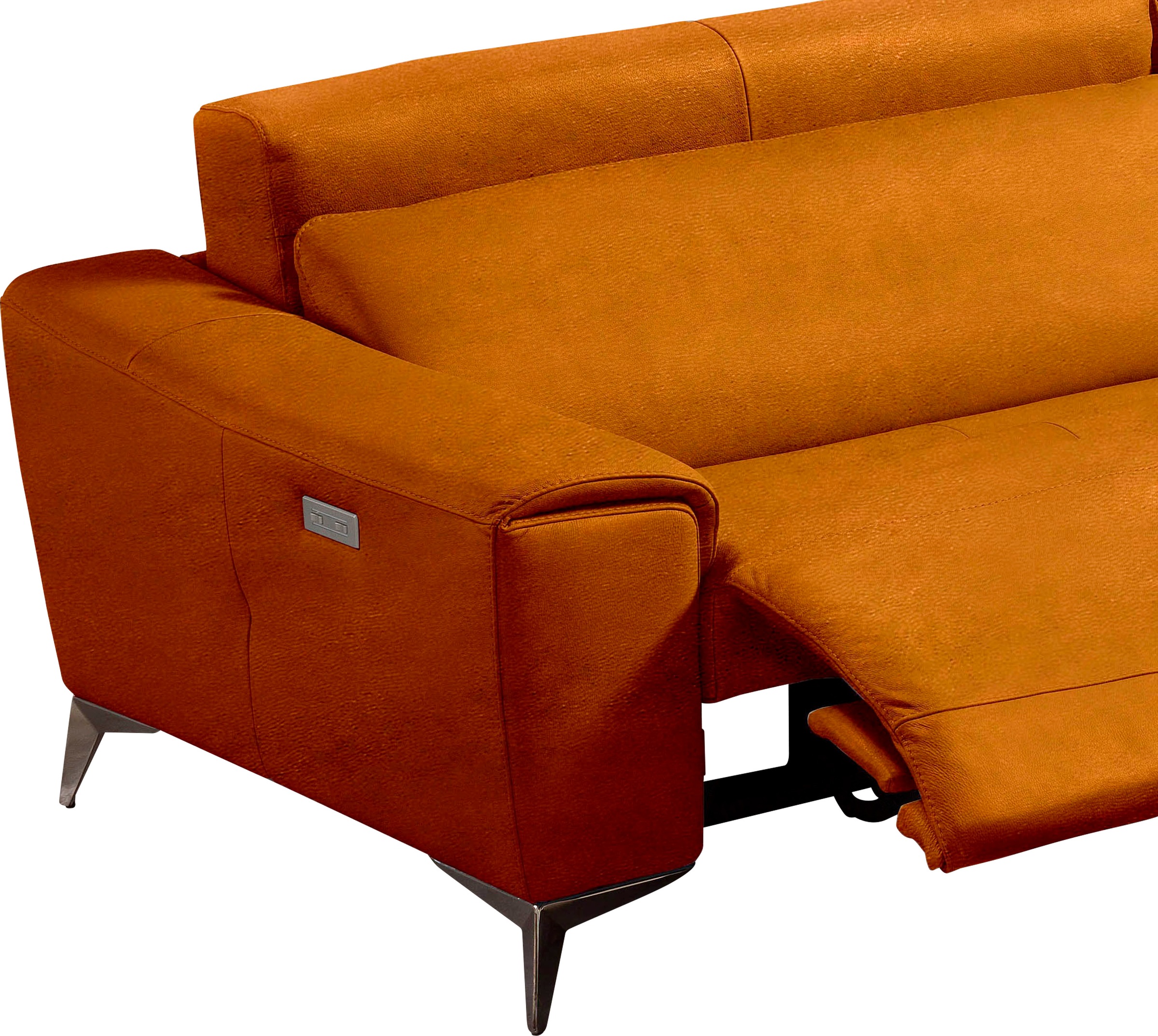 Egoitaliano Ecksofa »Suzette, Designsofa mit hohem Sitzkomfort«, mit Recamiere, inkl. 1 elektronischen Relaxfunktion, L-Form