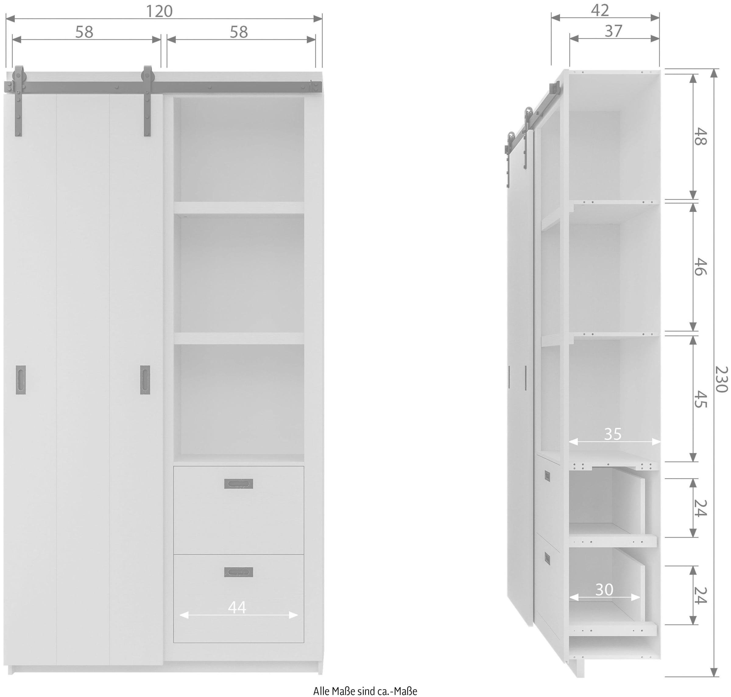 vtwonen Schiebetürenschrank »Slide«, viel Stauraum, innovatives Design, H 230 cm x B 120 cm