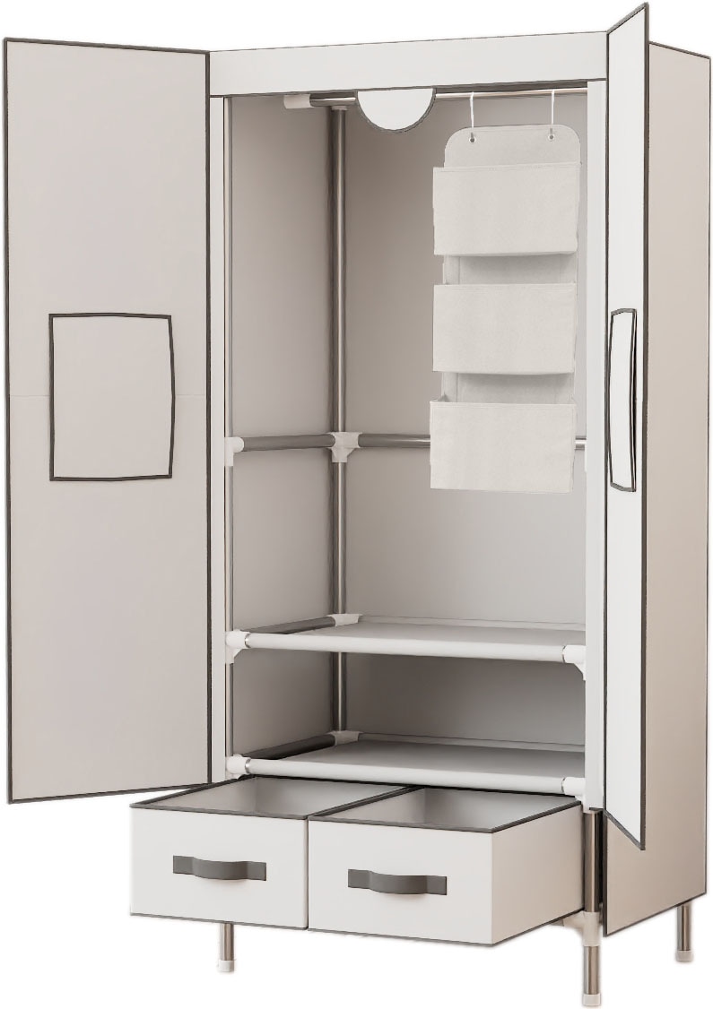 INOSIGN Kleiderschrank »Stockholm Stoffkleiderschrank Bestseller in diversen Ausführungen«, (Stabiler Schrank mit Türen und Schubladen in vielen Breiten), Schlafzimmer Garderobe Schrank Stoffkleiderschrank mit viel Stauraum