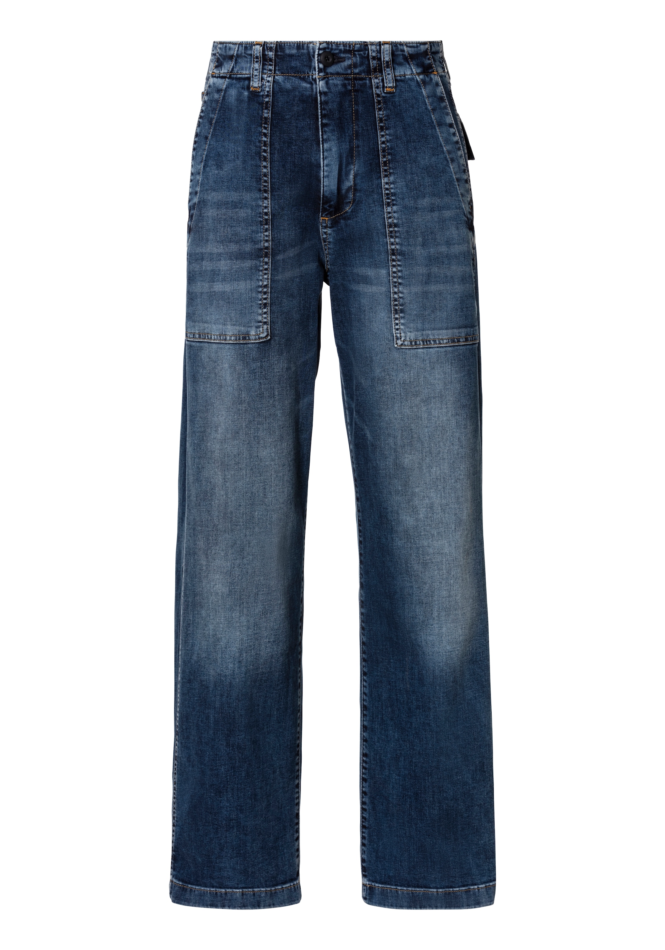 Herrlicher 5-Pocket-Jeans »Fatique Women Wide Recycled Light Denim«, mit großen aufgesetzten Taschen