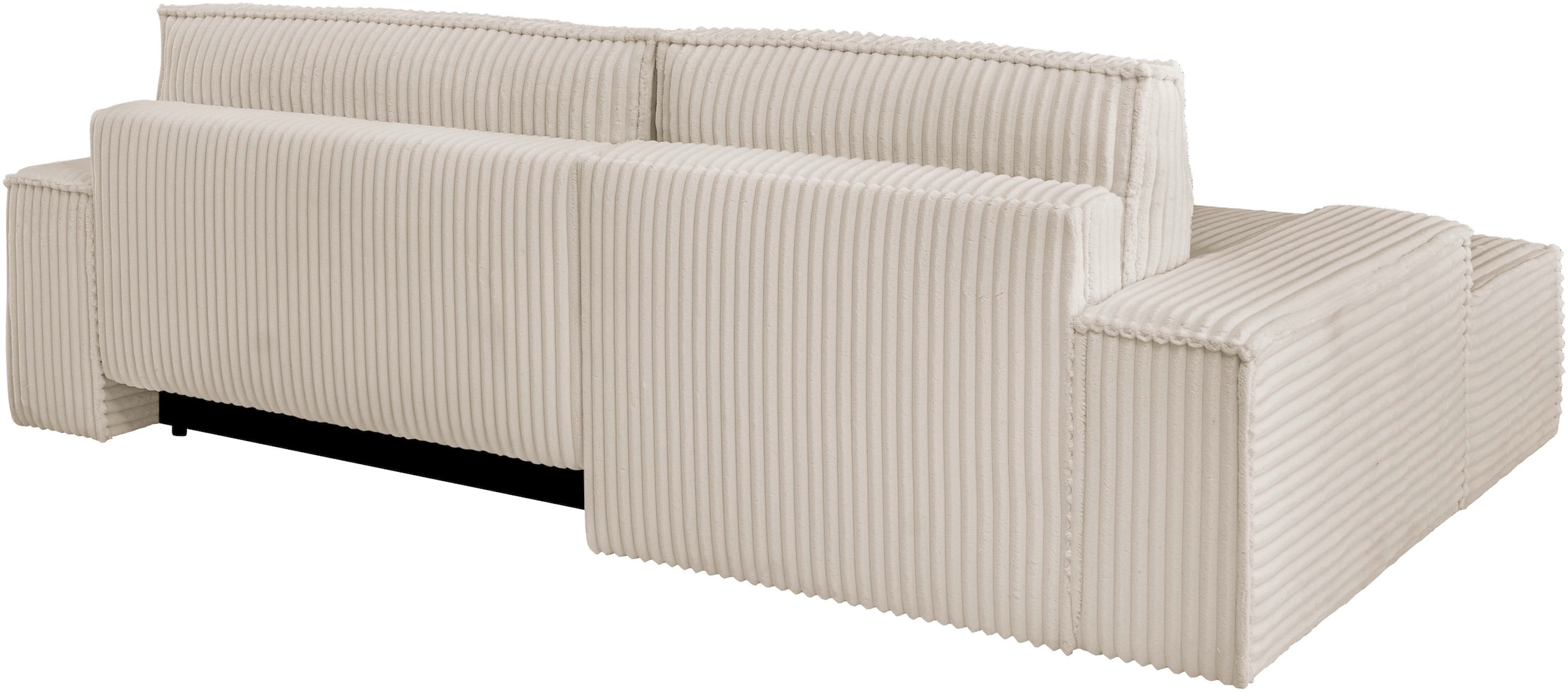 andas Ecksofa »Finnley Schlafsofa 267 cm in Bouclé, Struktur fein u. Cord, L-Form,«, Schlaffunktion m. Bettkasten (136/210 cm), Bouclé, Struktur und Cord