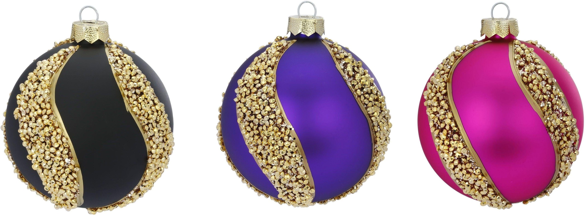 MAGIC by Inge Weihnachtsbaumkugel »Vivid Pink, Weihnachtsdeko, Christbaumschmuck, Christbaumkugeln Glas«, (Set, 6 St.), mit Dekor