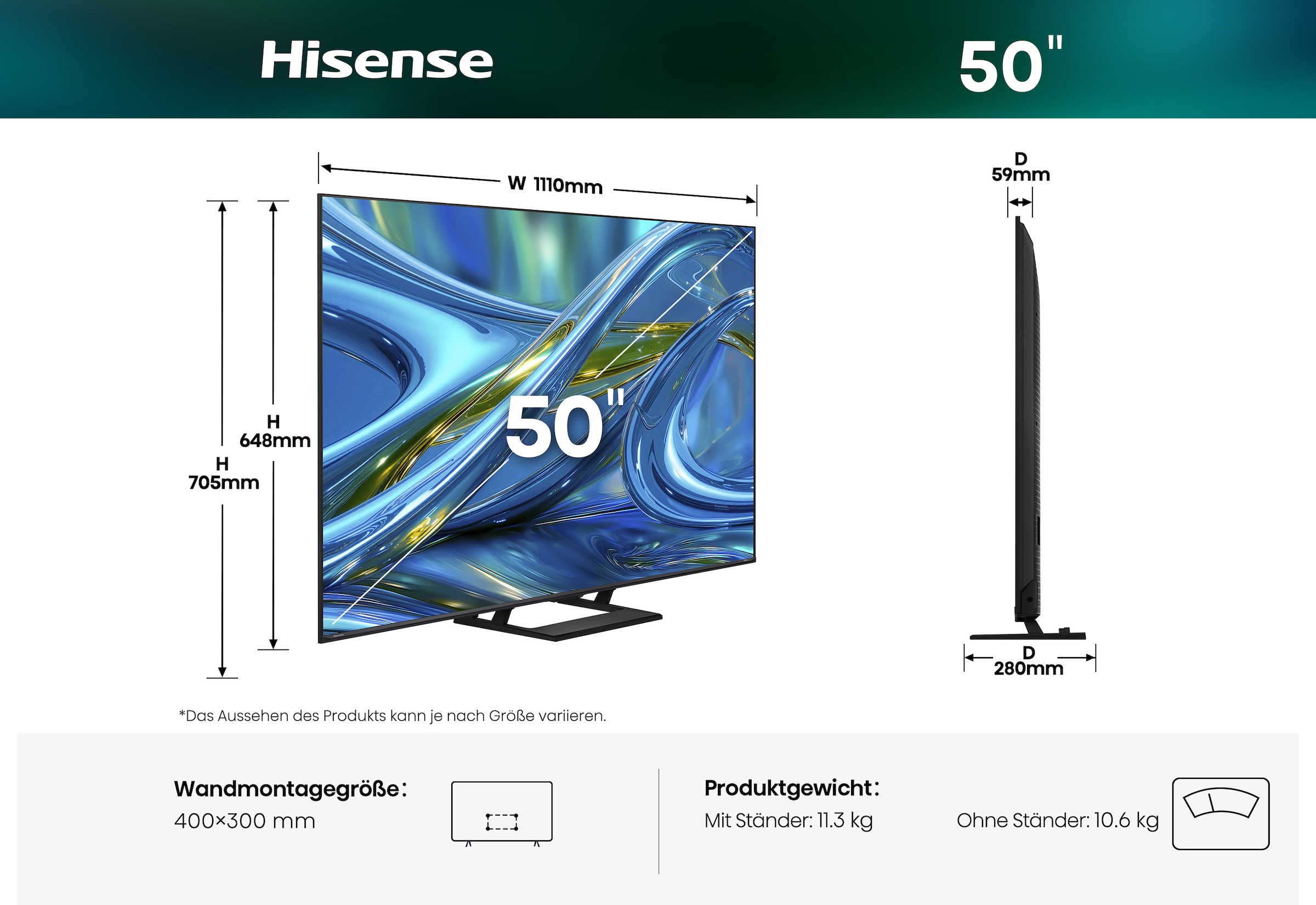 Hisense Mini-LED-Fernseher »50E8S« 126 cm/50 ″ Smart-TV