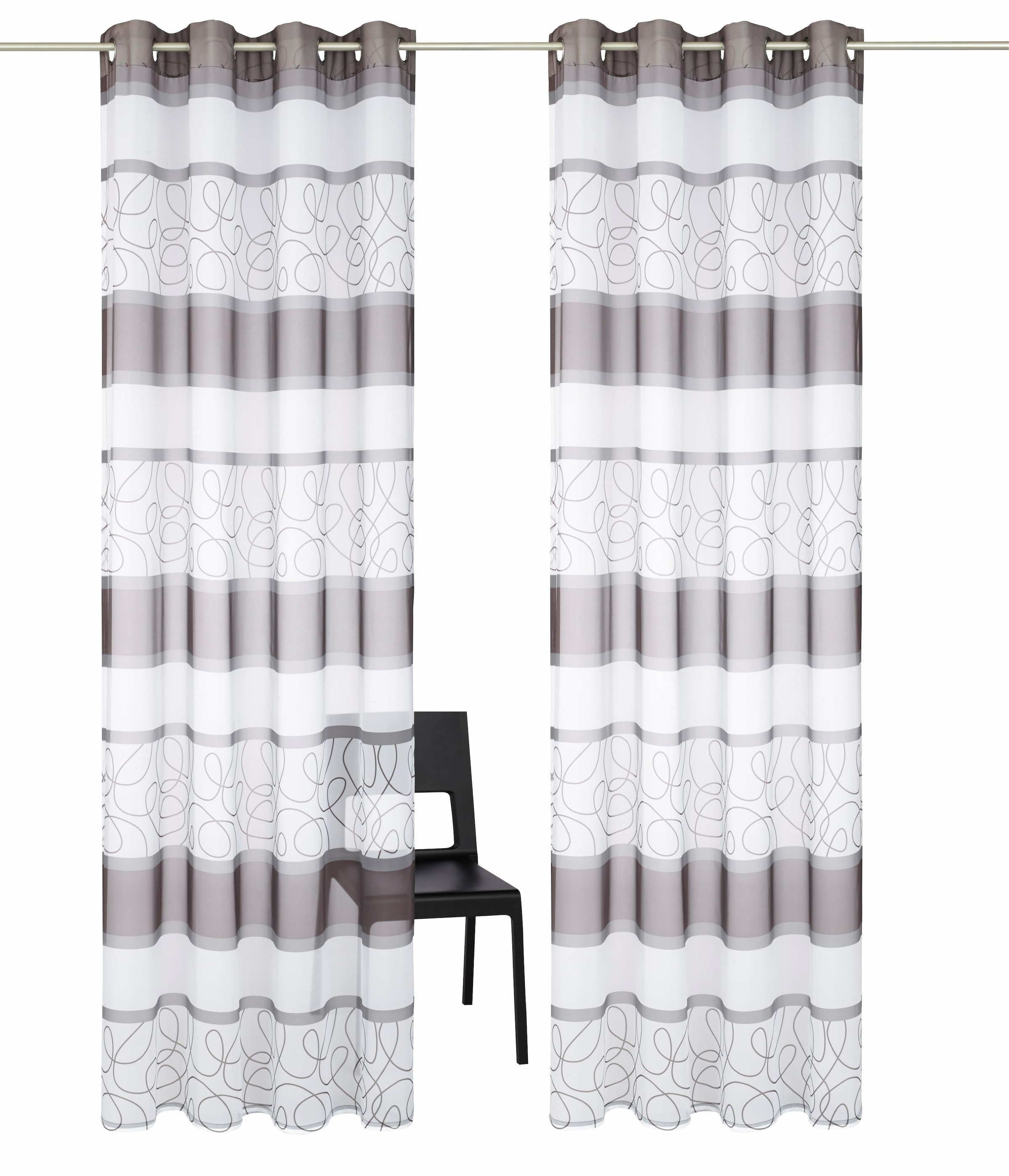 my home Gardine »Napala« Ösen 2 Stk. tlg. Vorhang, 2-er Set, Fertiggardine, günstig online kaufen