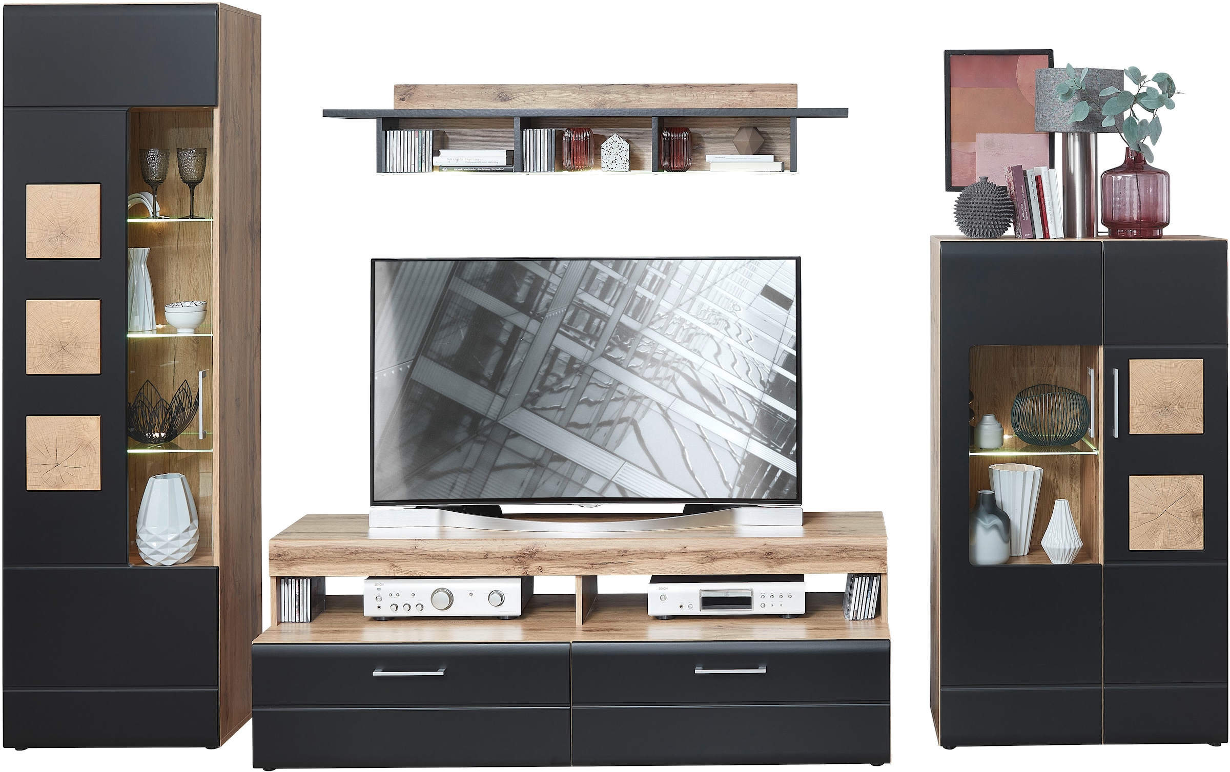 Innostyle Wohnwand »Sonate«, (Komplett-Set, 4 St.), inkl. LED-Beleuchtung