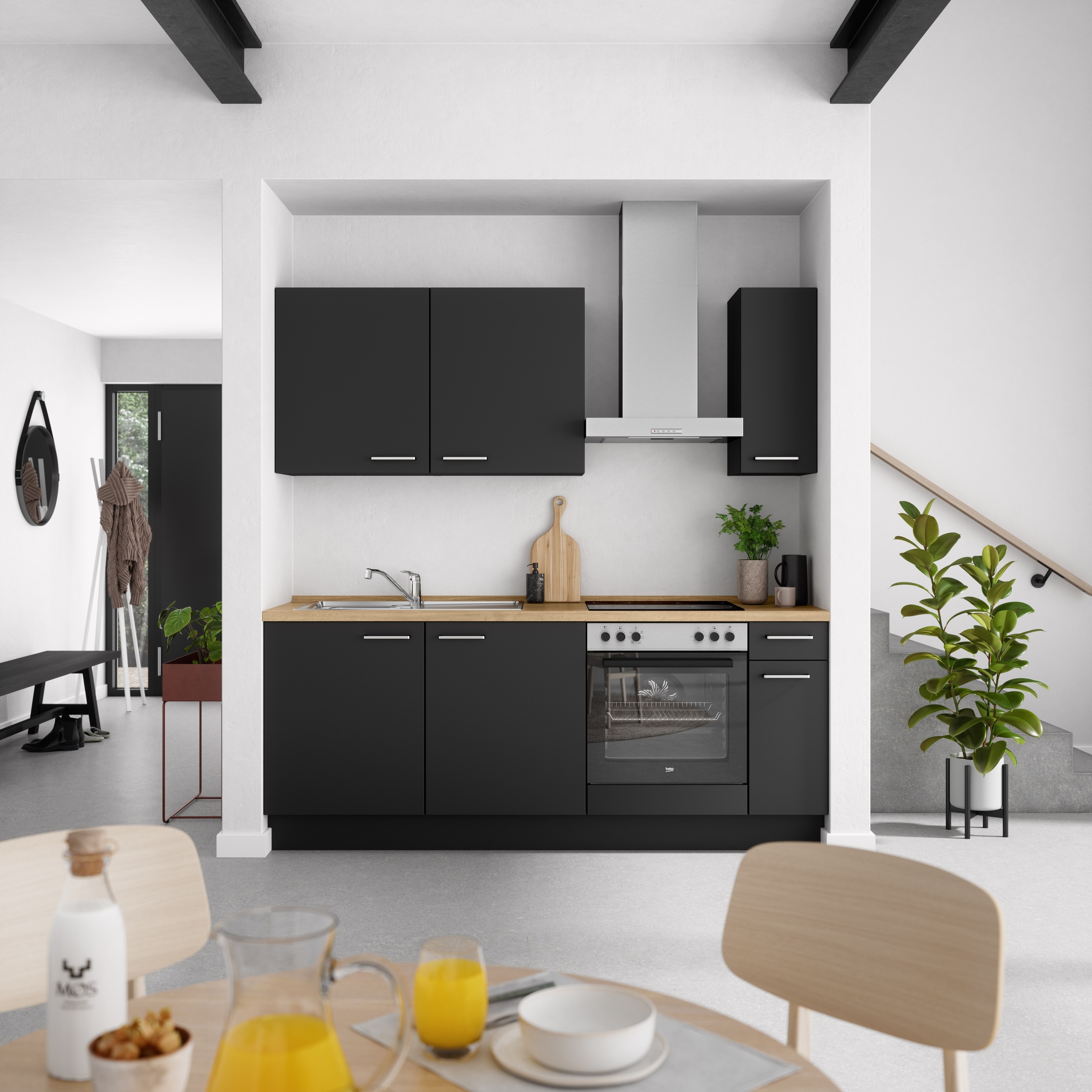 nobilia® Küchenzeile »"Touch I"« vormontiert, Ausrichtung wählbar, Breite 210 cm, wahlw. mit E-Geräten