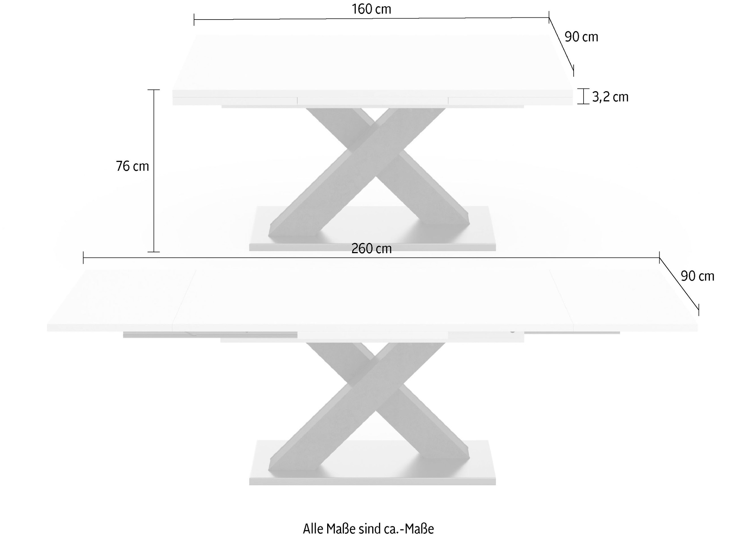 16. Bild von Mäusbacher Esstisch »Komfort C«, mit X-Gestell in graphit und mit Auszugsfunktion, Breite 160-260 cm