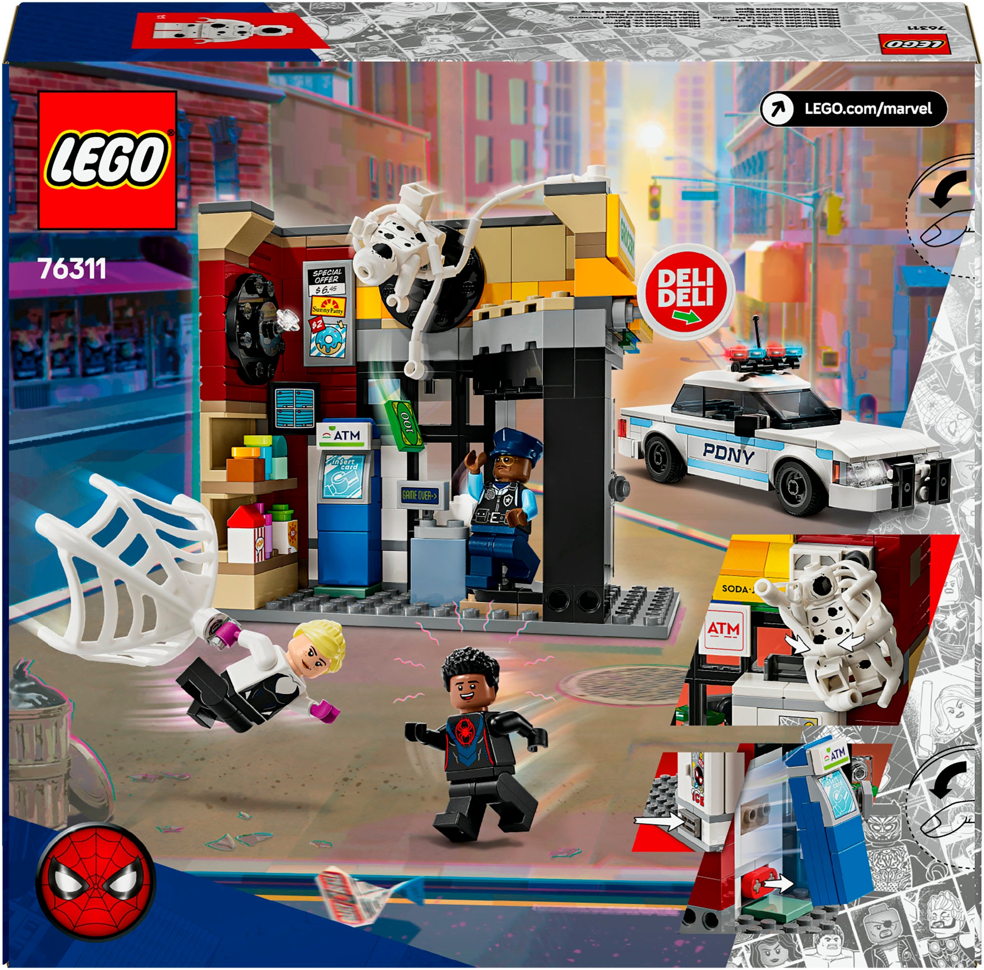 LEGO® Konstruktionsspielsteine »Spider-Verse: Miles Morales vs. Spot (76311), LEGO Super Heroes«, (375 St.), Made in Europe