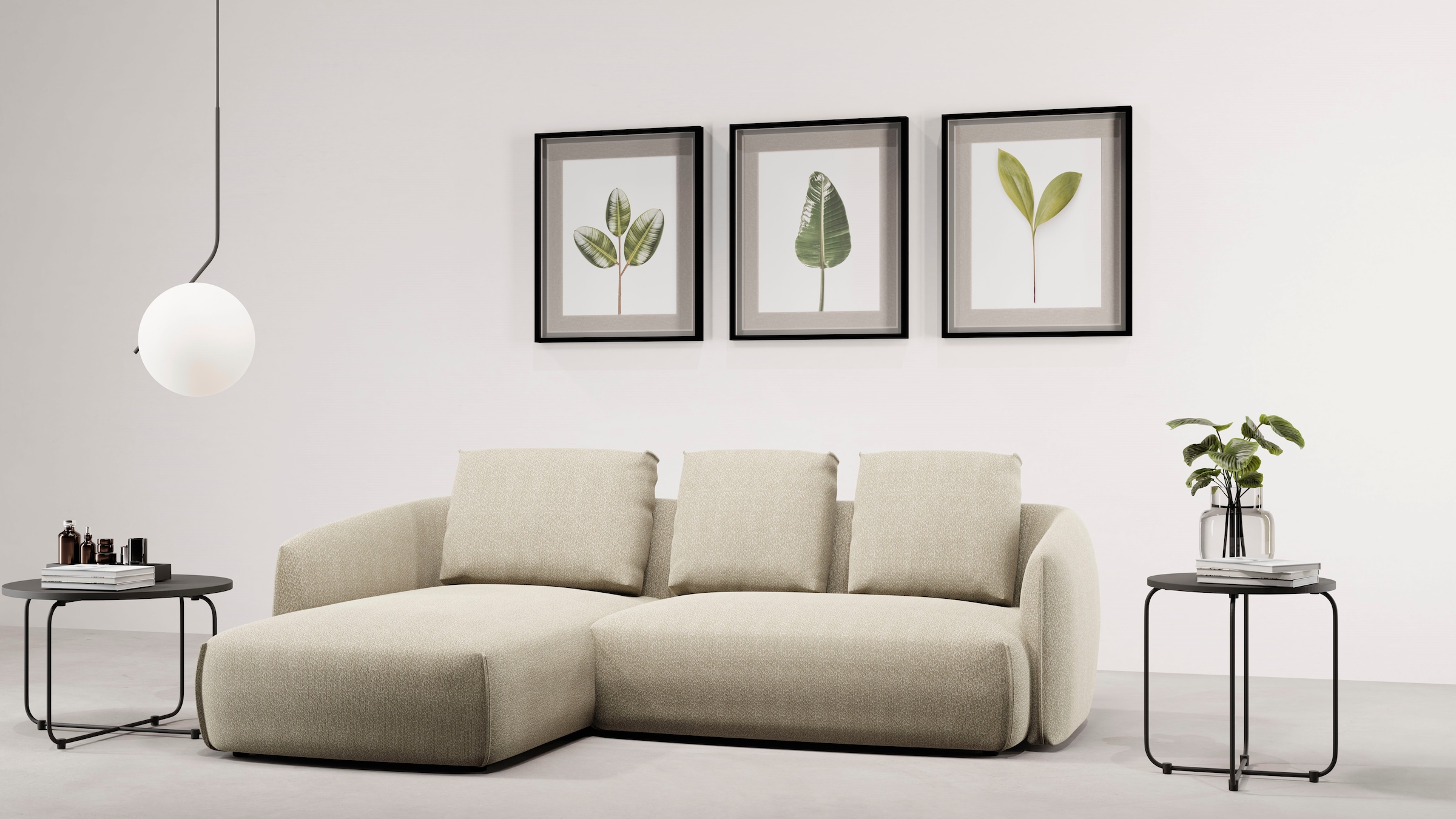 Guido Maria Kretschmer Home&Living Ecksofa »Shawn Designsofa mit elegant geschwungen Armlehnen, L-Form«, bequem, organischer Form, mit hochwertigem Bezug