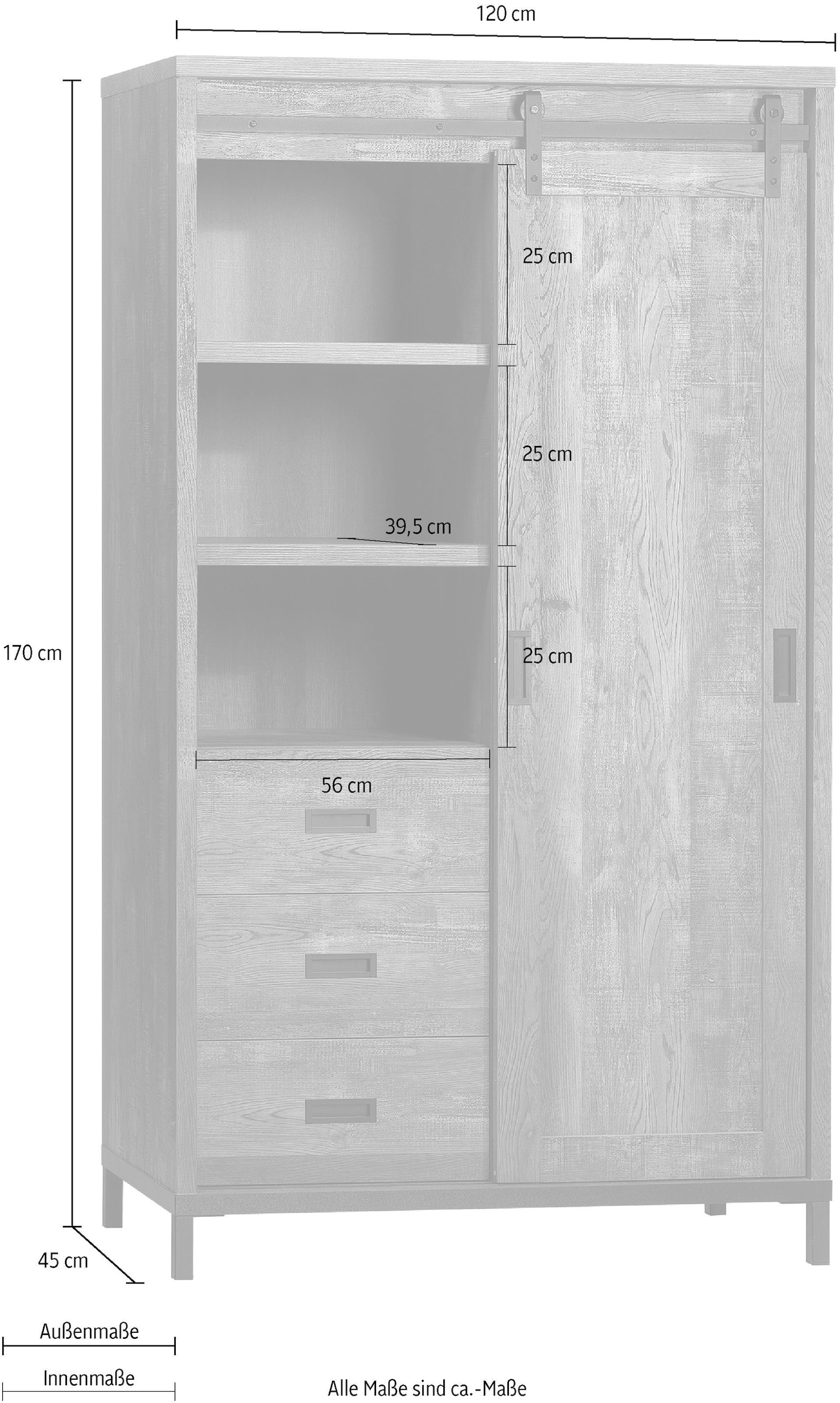 OMG Design Mehrzweckschrank »Stanley Wohnzimmerschrank«, mit Schiebetür, Höhe 170 cm