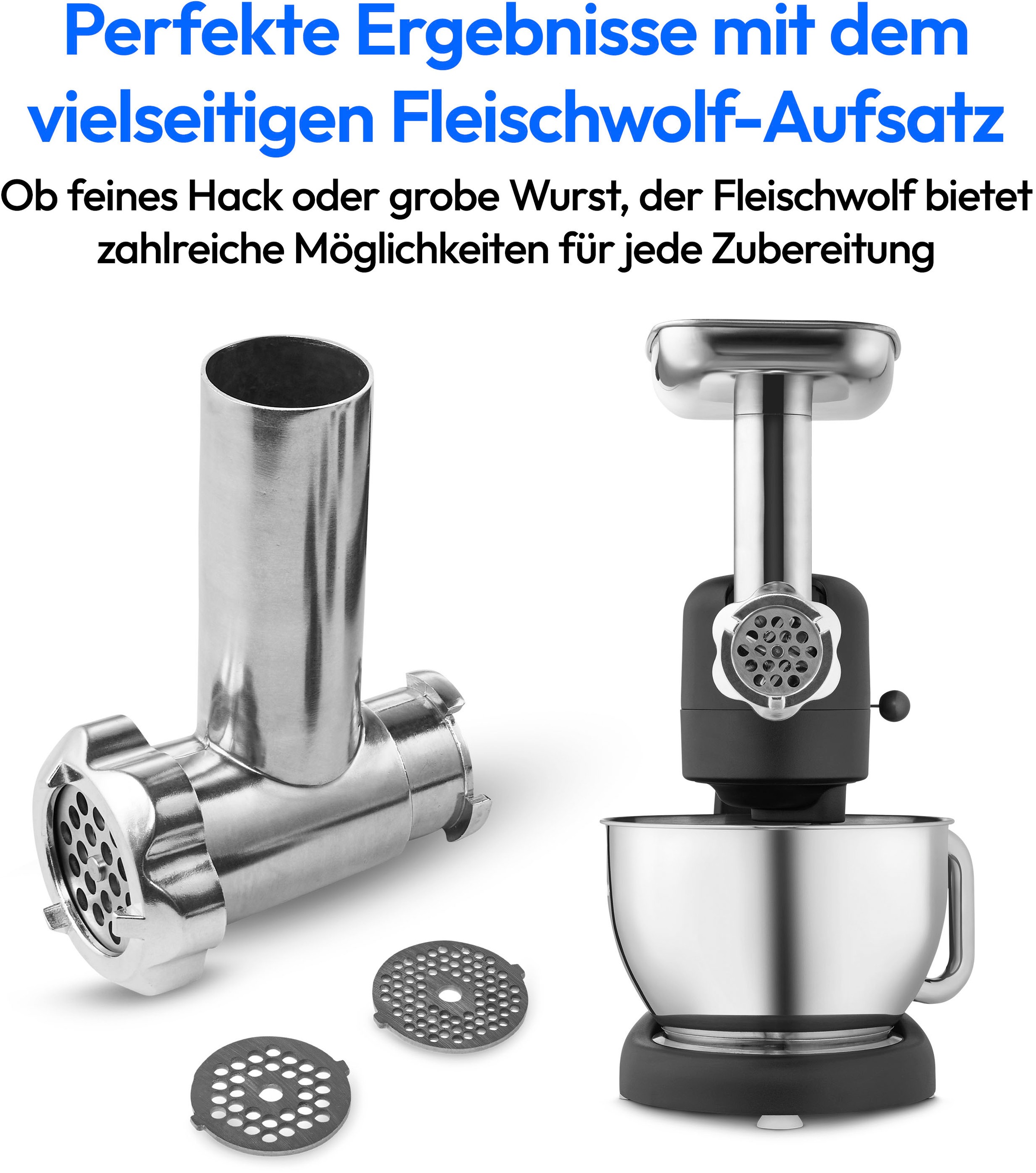 Medion® Küchenmaschine »MD 12600, 8 Geschwindigkeitsstufen, Impulsfunktion, DC-Motor, 4,6 L«, Mit umfangreichem Zubehör-Set, Fleischwolf-Aufsatz, Gemüsereibe