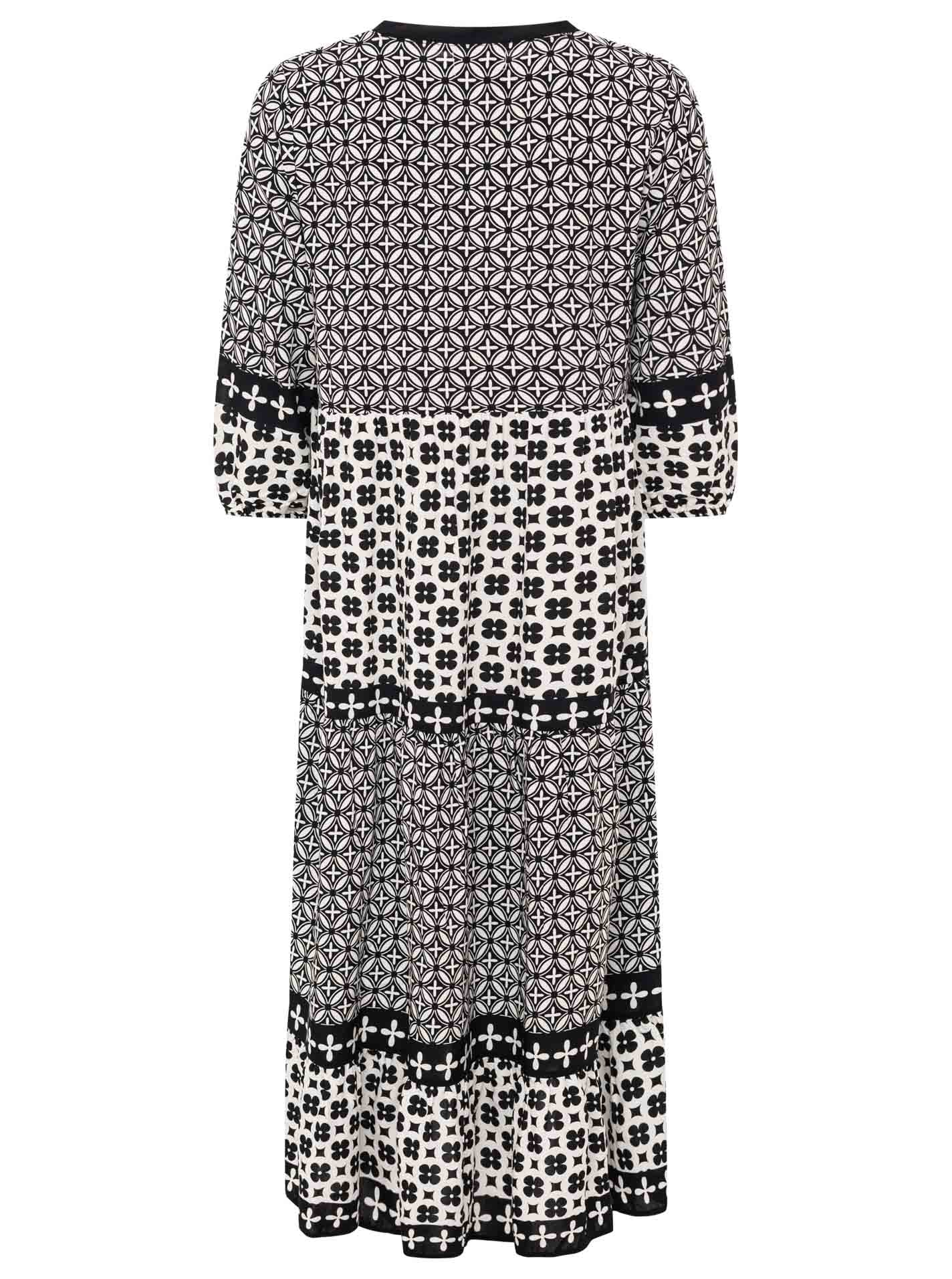 Zwillingsherz Maxikleid »"Geometric"« Ornamentmustermix, Knopfleiste, 3/4 Arm