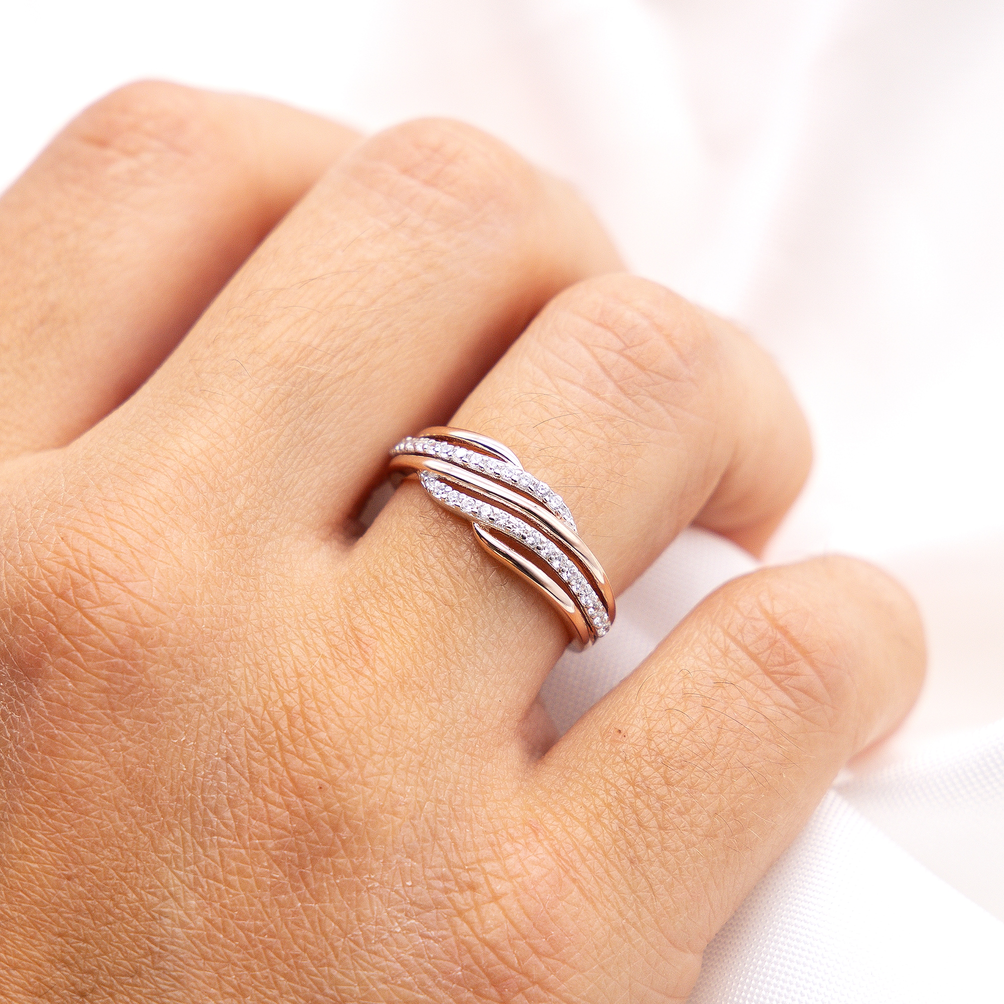Zeeme Fingerring »Silber 925 zweifarbig mit Zirkonia weiß«