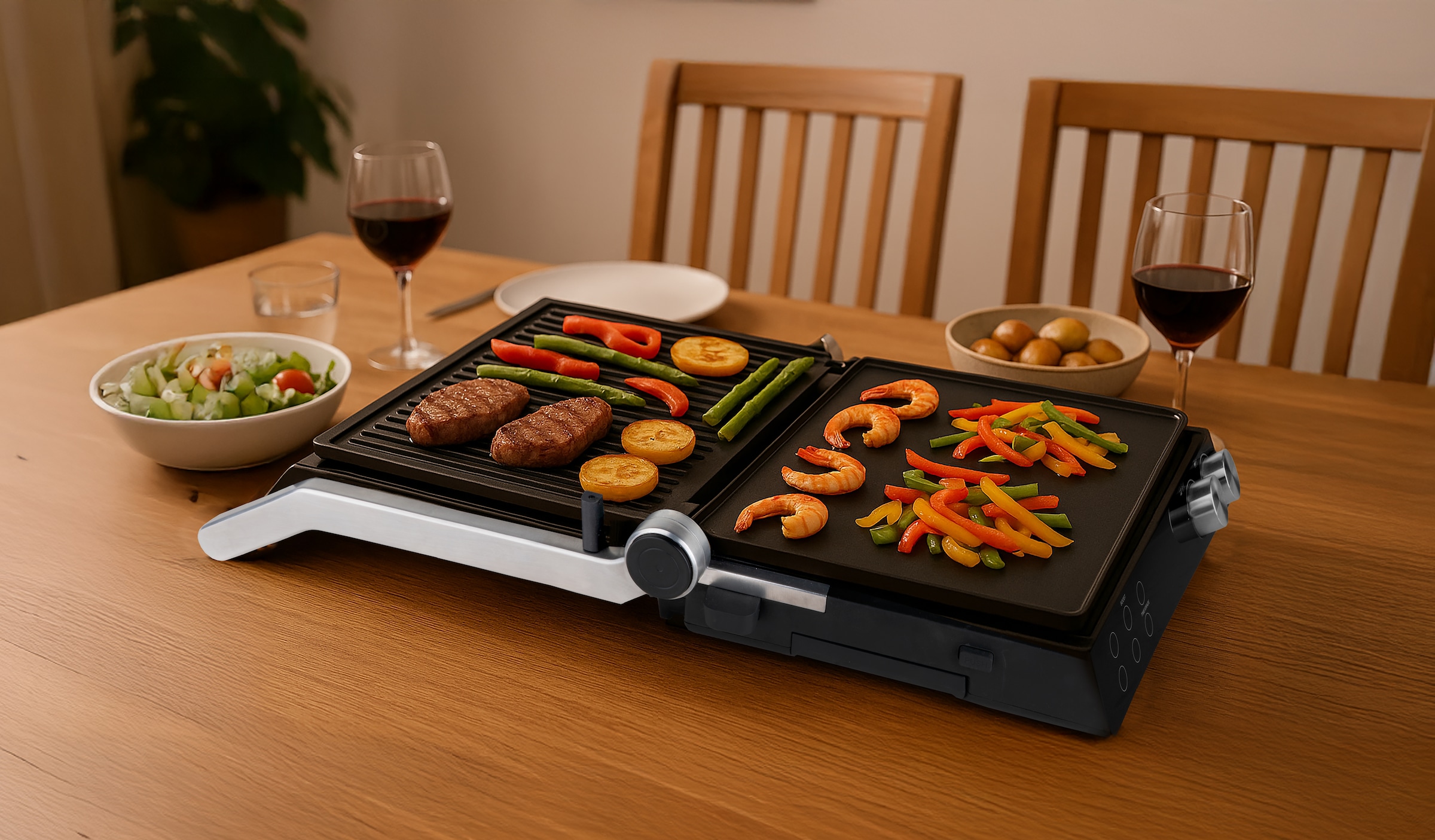 Gastroback Kontaktgrill »Gourmet Multigrill BBQ Pro Smart« Intuitive Bedienung: LCD-Display & Drehregler für volle Kontrolle