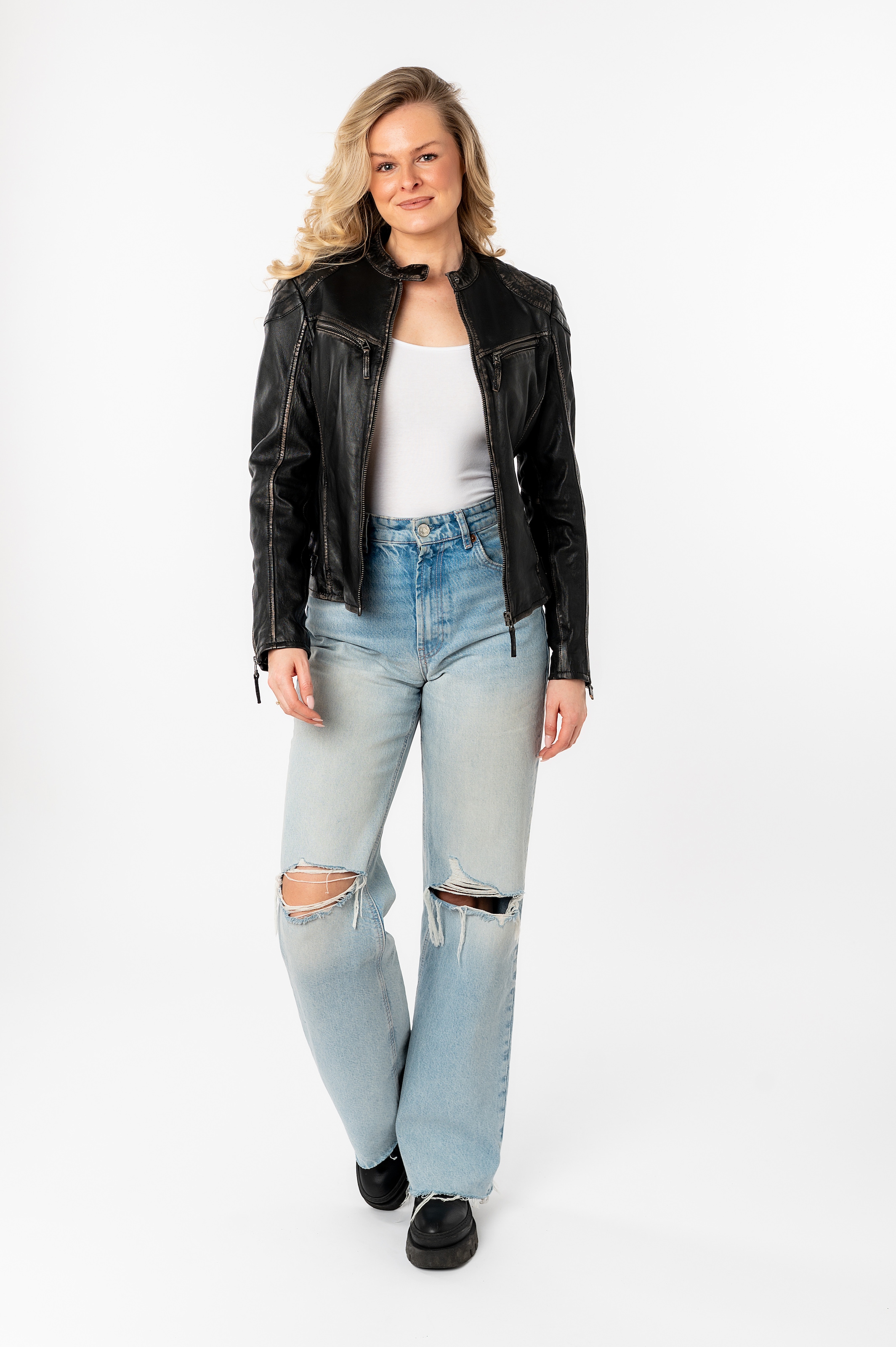 Mauritius Lederjacke »DETTE«, in Used-Optik