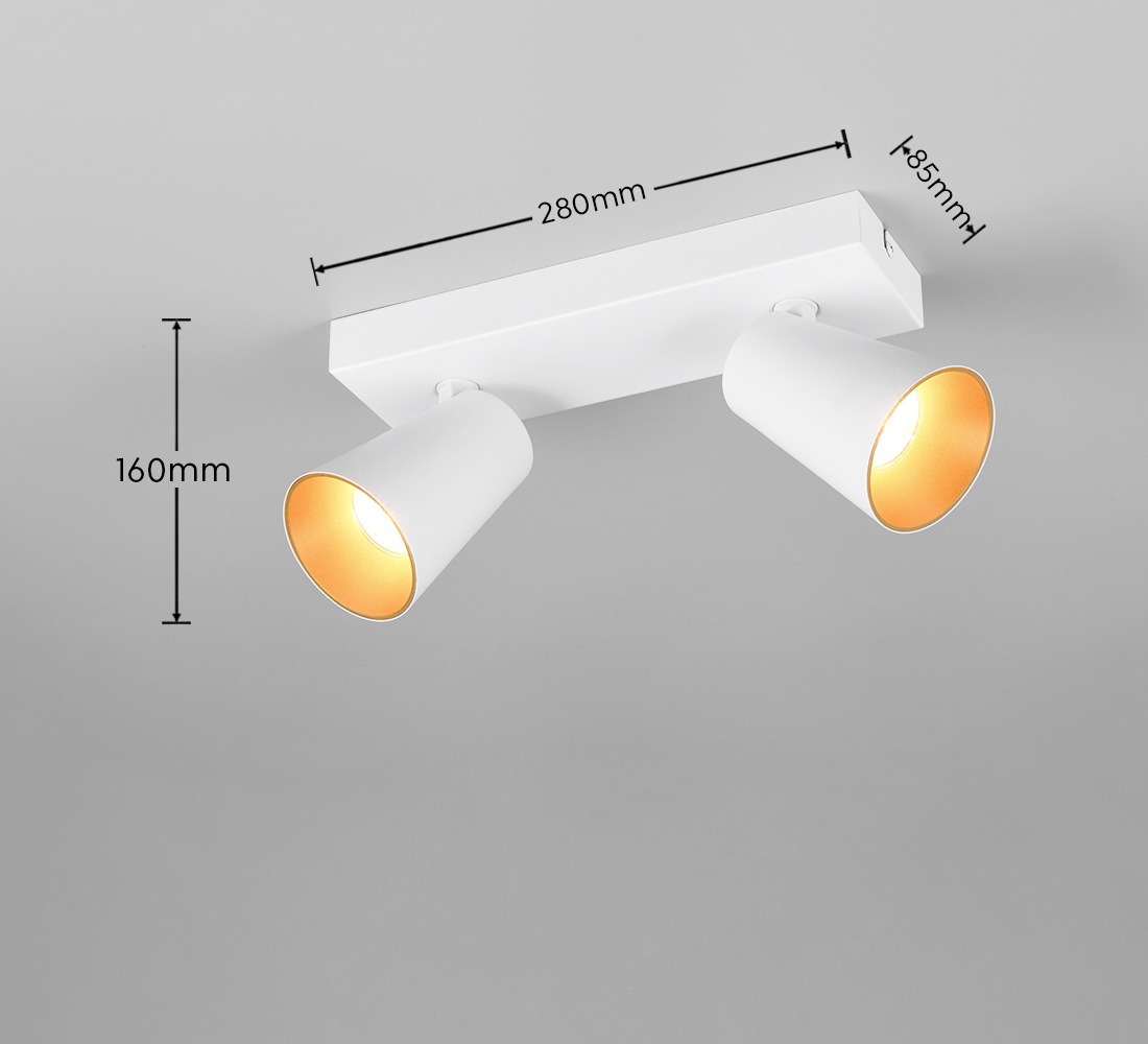 TRIO Leuchten Deckenstrahler »SHARP, Spot mehrflammig exkl GU10 max 10W schwenkbar & drehbar« GU10 1 Stk. warmweiß - kaltweiß Schirm innen gold, Strahler für Wandmontage + Deckenmontage