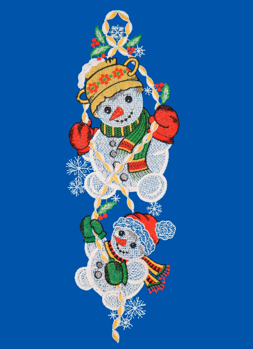 W. Reuter & Sohn - Plauener Spitze Fensterbild "Schneemänner" Made in Germa günstig online kaufen