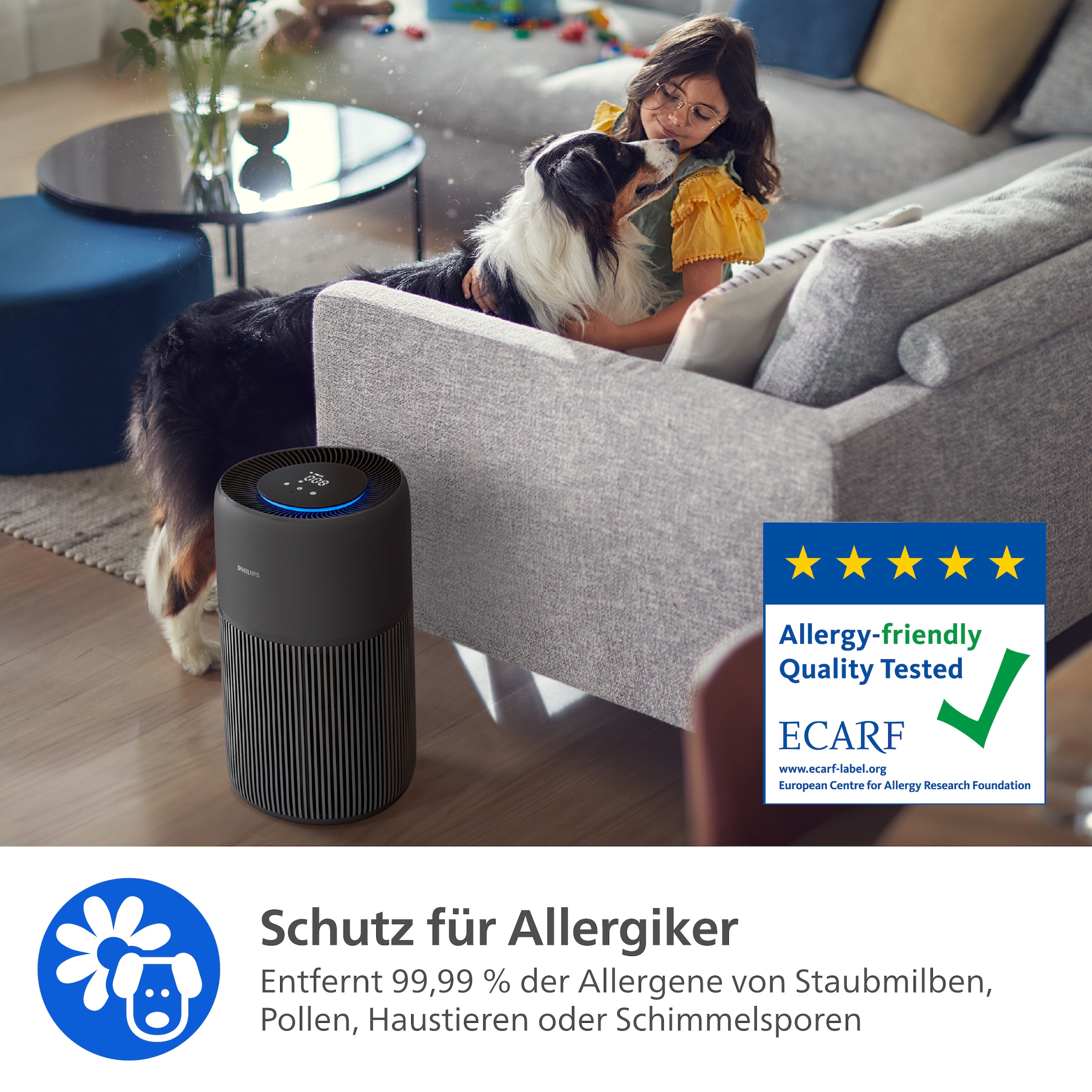 Philips Luftreiniger »AC2221/13 PureProctect Quiet 2200 Series, Luftreinigungsrate 420 m³/h« für 109 qm Räume 3-Schichten-HEPA-Filtersystem, mit App Verbindung, leise