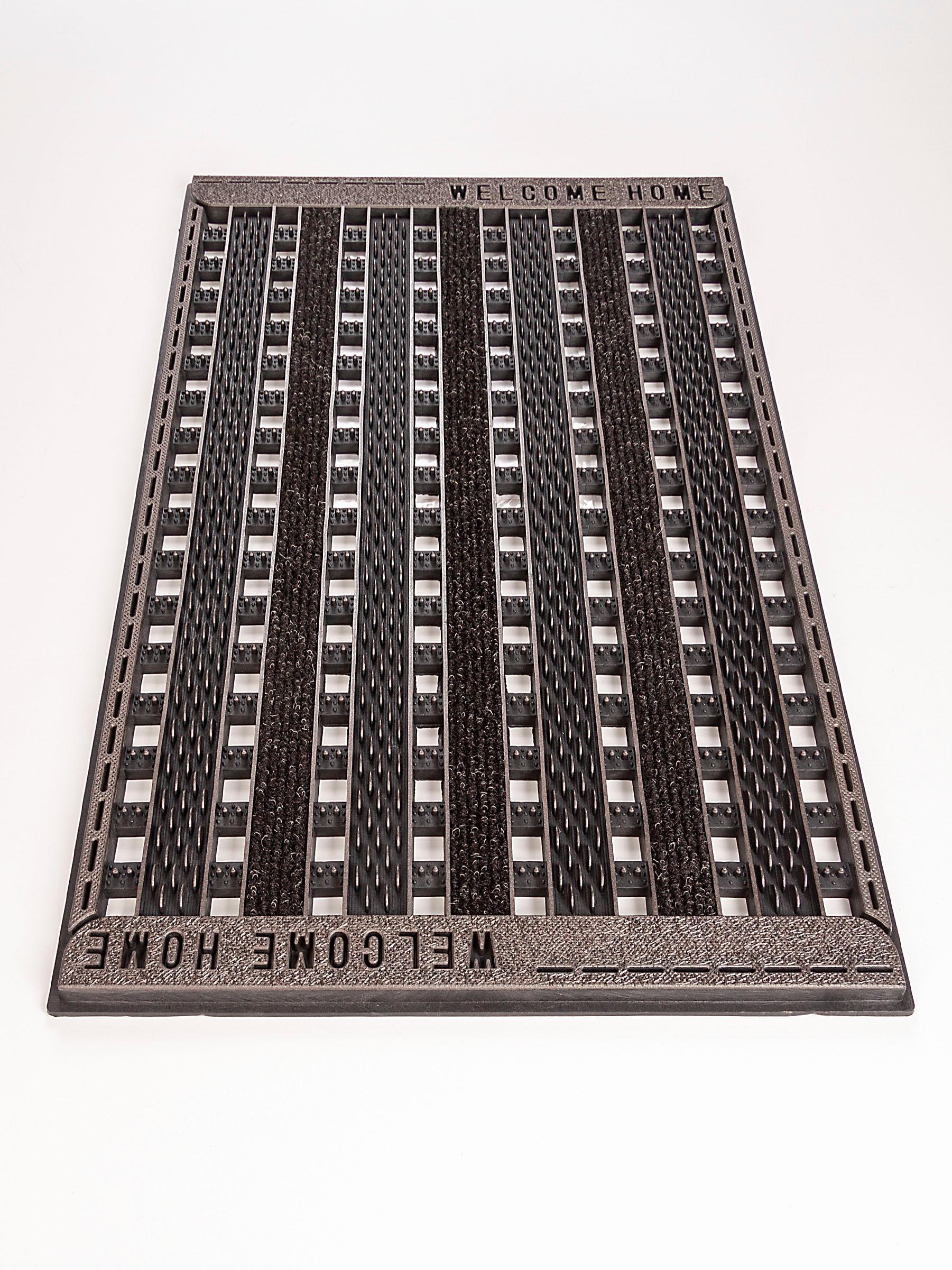 Home2Fashion Fußmatte »GC Clean Griddie«, rechteckig, 8 mm Höhe, Schmutzfangmatte, mit Spruch, robust, In- und Outdoor geeignet