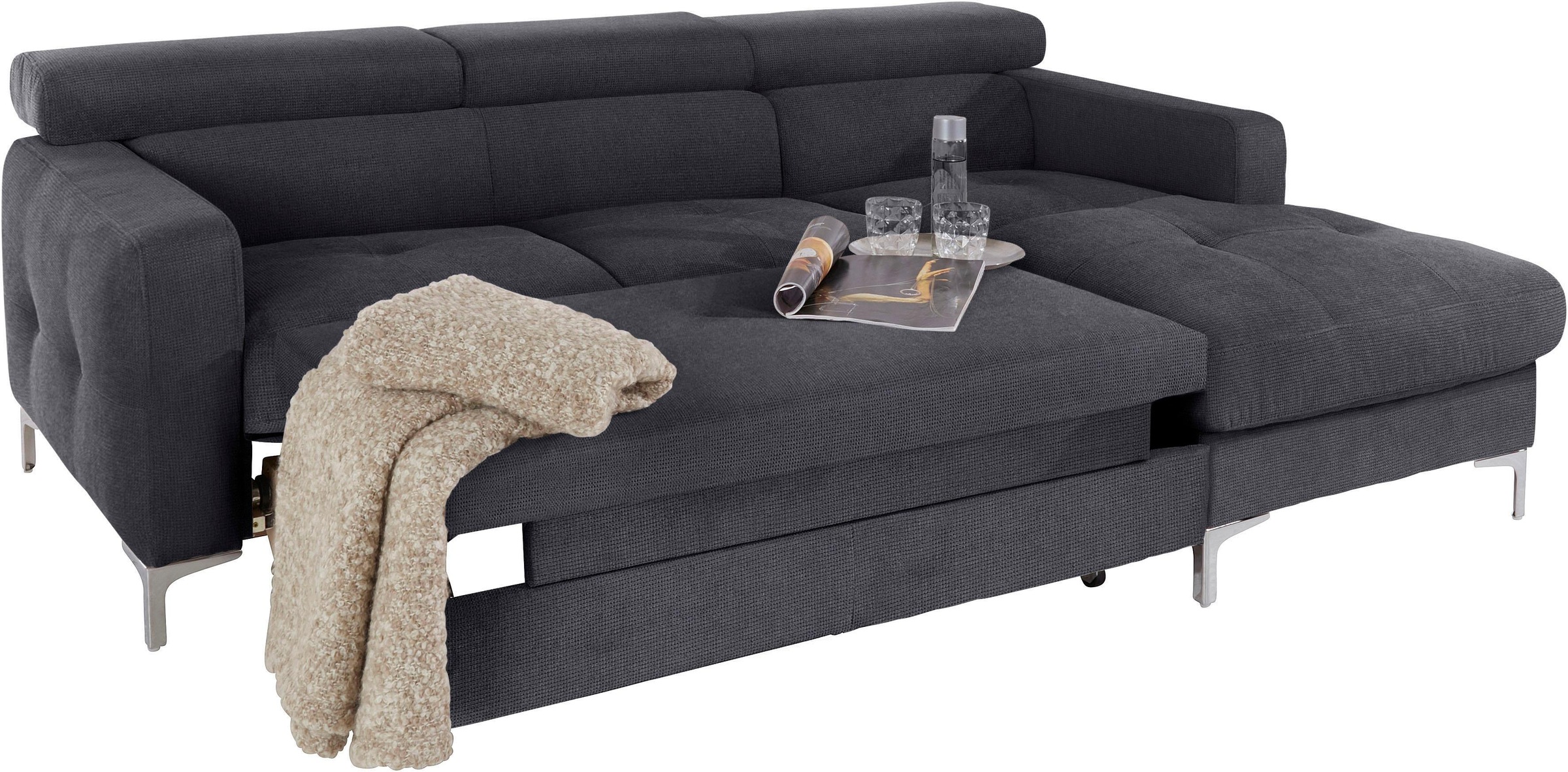 COTTA Ecksofa »Sammy L-Form«, mit Kopfteilverstellung, wahlweise mit Bettfunktion & Bettkasten
