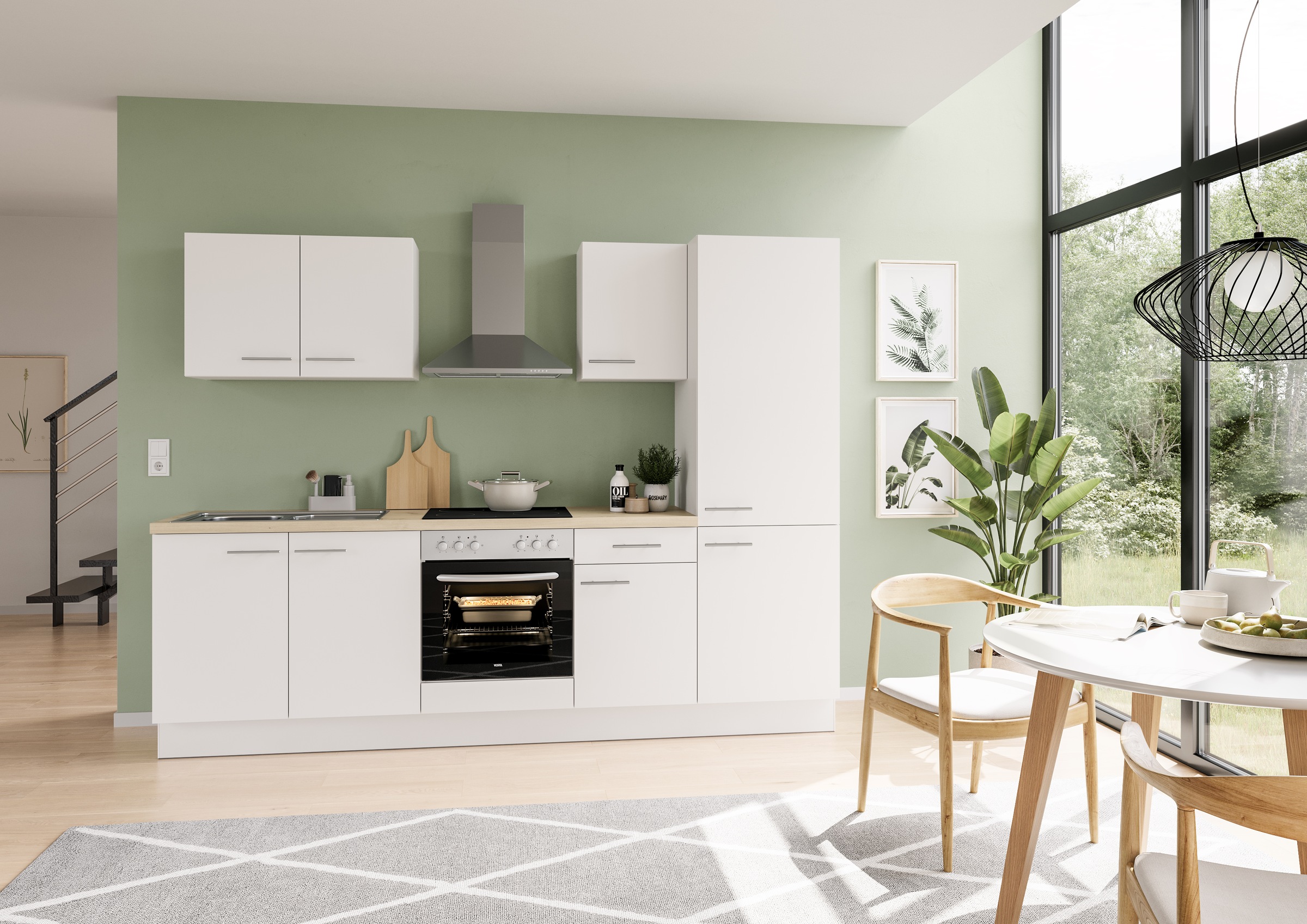 IMPULS KÜCHEN Küchenzeile »"Tirana", Ausrichtung wählbar, Schubkästen mit Soft-Close«, vormontiert, wahlweise mit E-Geräten, mit Vollauszug, Breite 270 cm