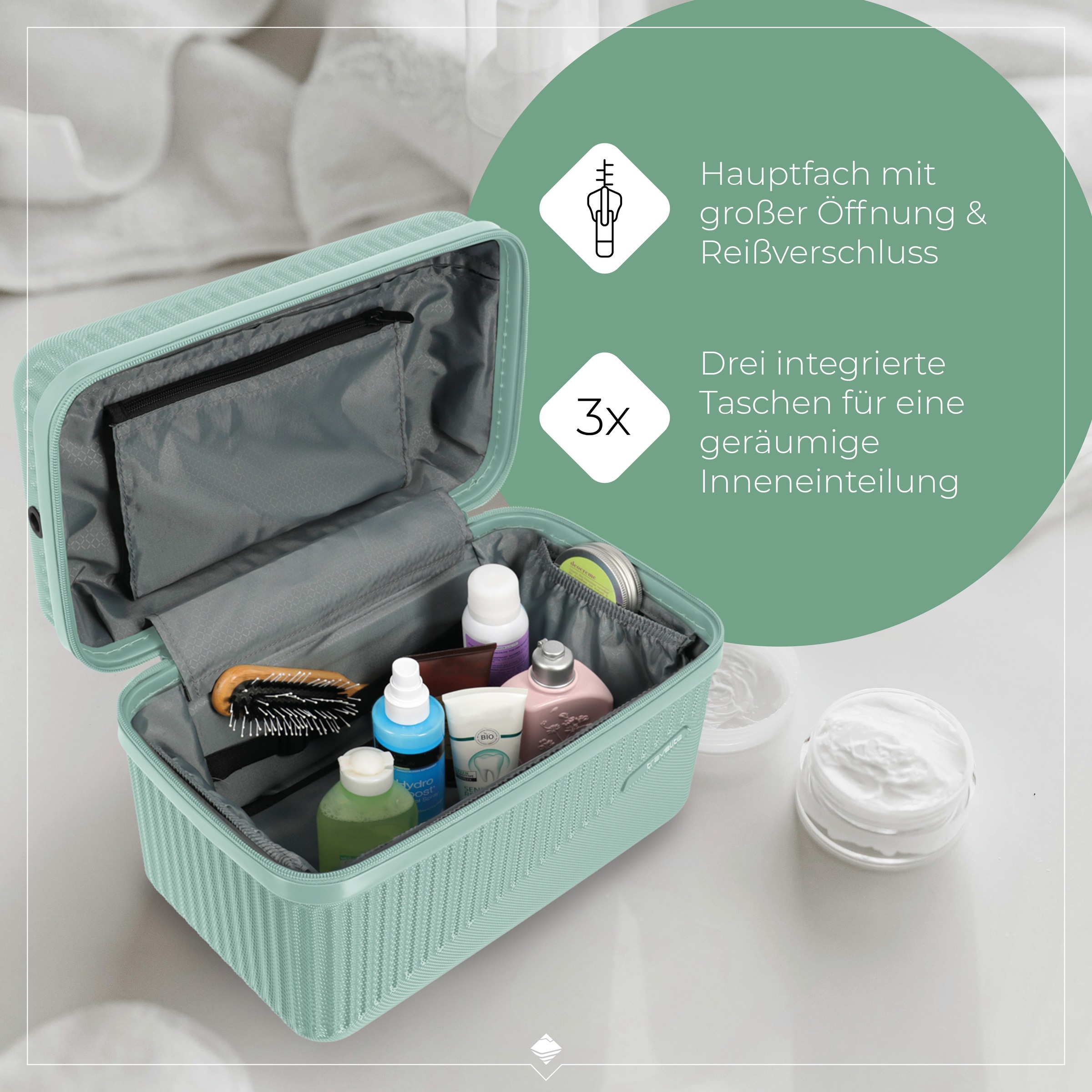 travelite Beautycase »BALI«, Kosmetikkoffer mit Aufsteck -und Organizerfunktion