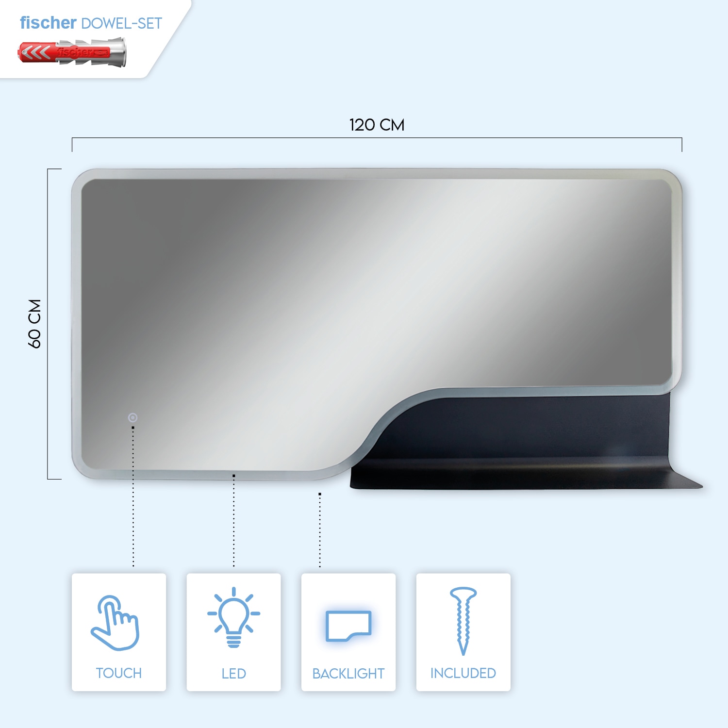 Paco Home Wandleuchte »FANTASY«, Beleuchteter Spiegel Backlight Ablage Touch-Wandspiegel Badspiegel LED online kaufen