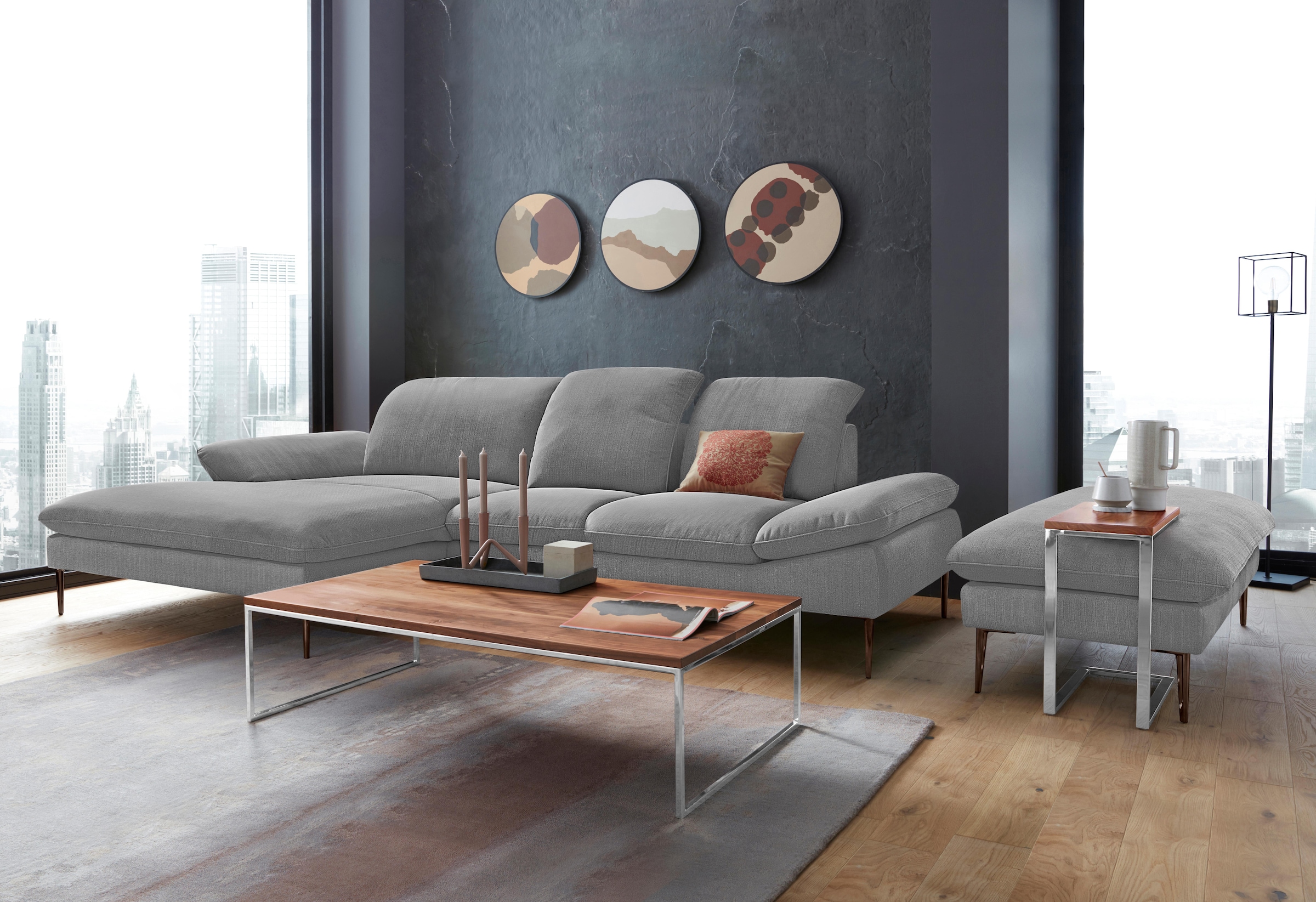 W.SCHILLIG Ecksofa »enjoy&MORE, Designsofa, bequem, zeitlos und elegant, L-Form«, Sitztiefenverstellung, Füße bronze pulverbeschichtet, Breite 310 cm