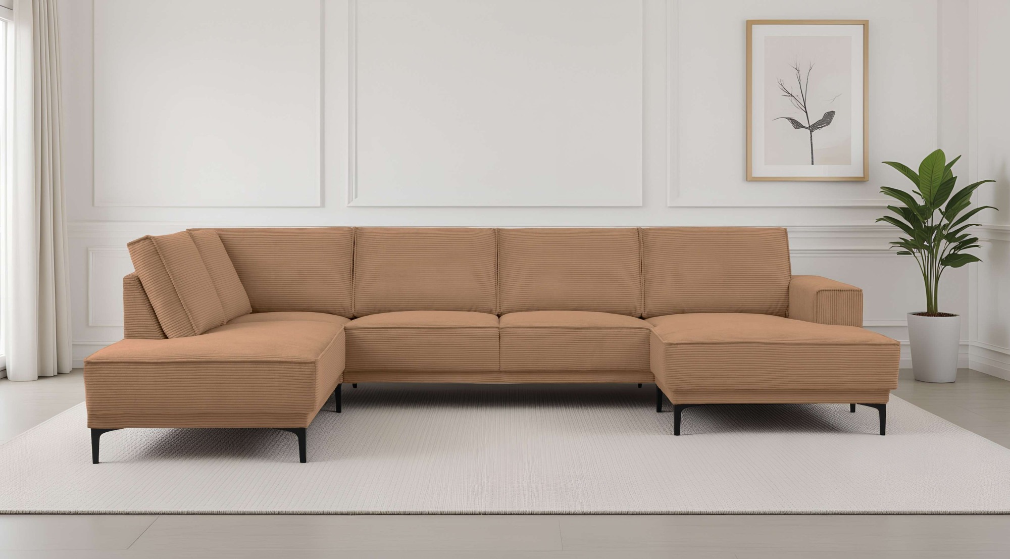 PLACES OF STYLE Wohnlandschaft »XXL Sofa Oland, Struktur, Flachgewebe, Luxu günstig online kaufen