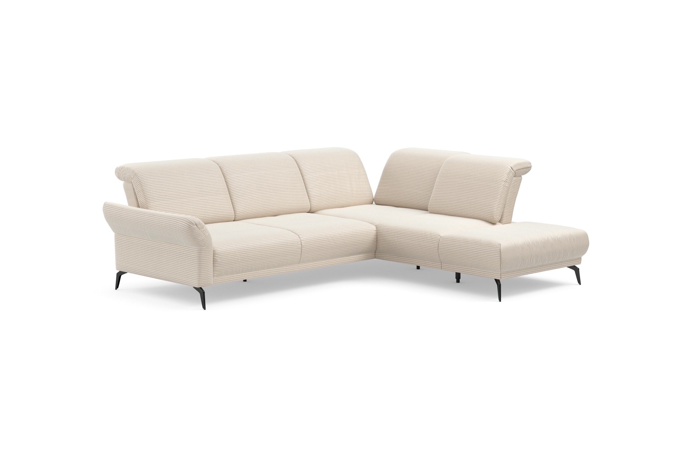 INOSIGN Ecksofa »Coco L-Form«, Sitztiefen-, Arm- und Kopfteilverstellung, Cord-Bezug, Fußhöhe 15 cm