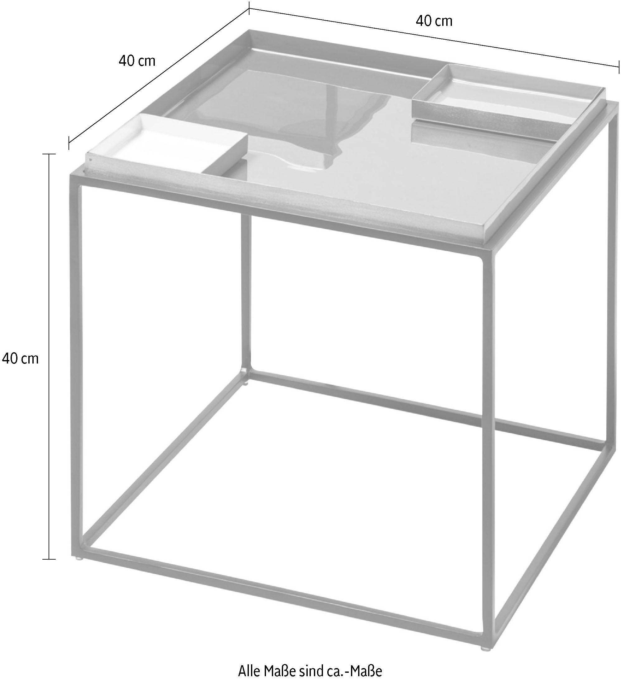 Kayoom Beistelltisch »Famosa, Metall-Beistelltisch in quadratischer Form«, (1 St.), Bunter Tisch, Schalenmaße: 11 x 11 x 2 / 15,8 x 11 x 2 cm