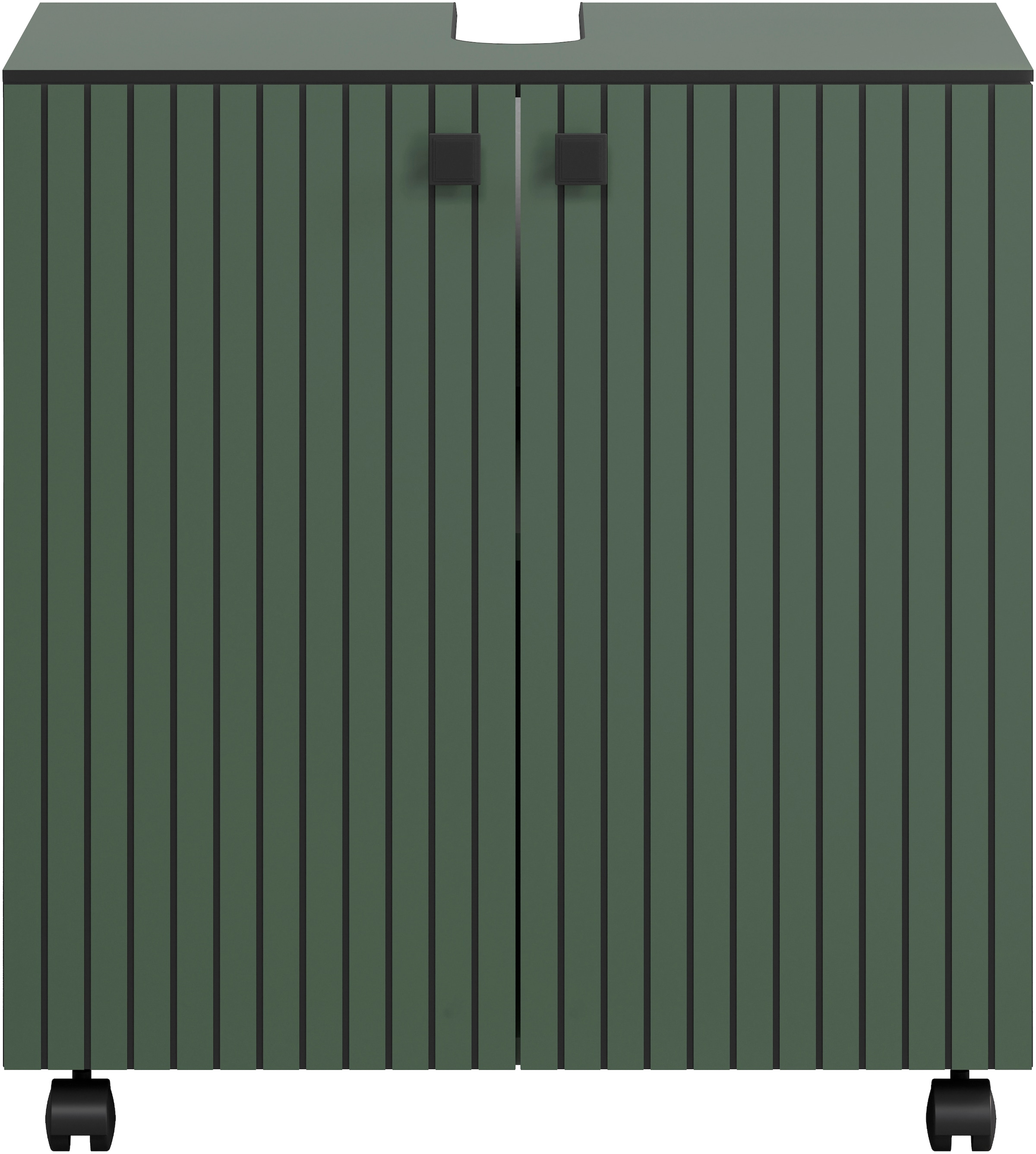 welltime Waschbeckenunterschrank »Amrum«, (1 St.), BxHxT 80 x 64 x 42cm Waschbeckenunterschrank Eiche Rillenoptik