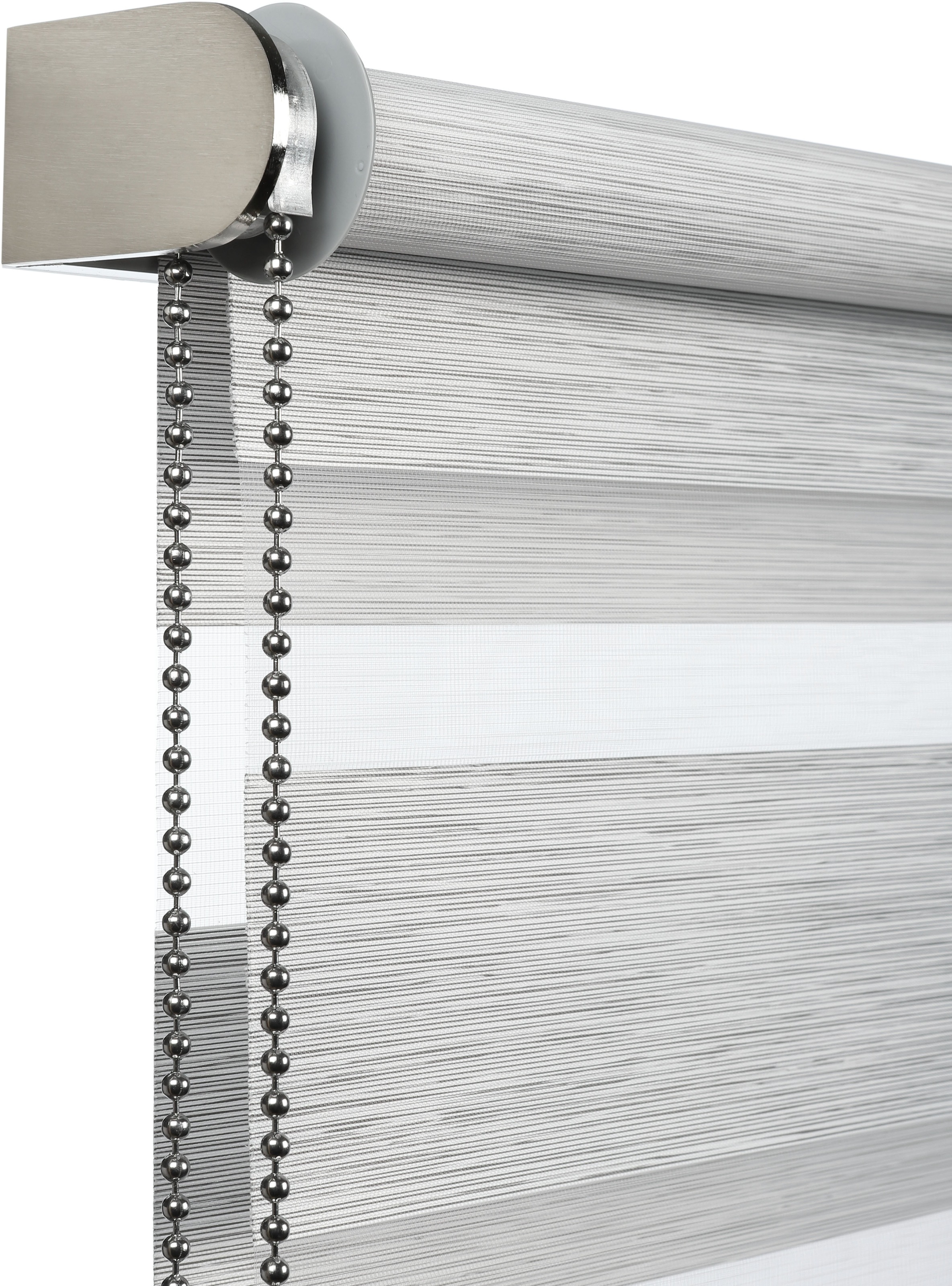 GARDINIA Doppelrollo »de luxe«, halbtransparent, Sichtschutz, mit Bohren/ohne Bohren, freihängend, hochwertiges Gesamtkonzept mit silbernen Metallkomponenten
