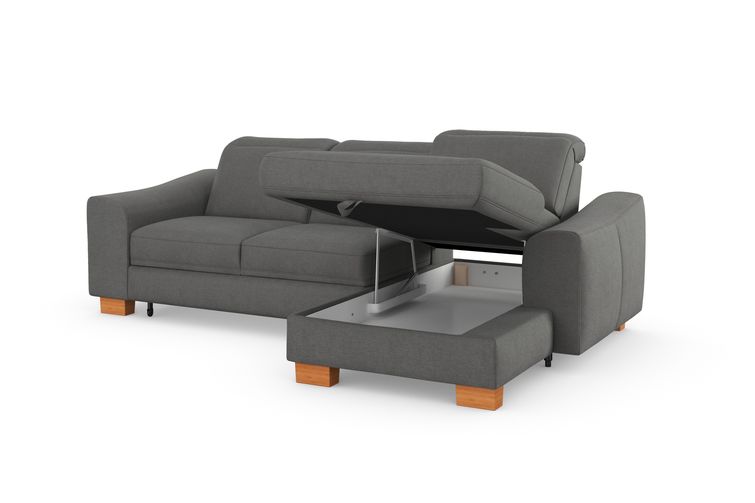 sit&more Ecksofa »Dundee L-Form«, mit Federkern und Massivholzfüßen, wahlweise mit Kopfteilverstellung