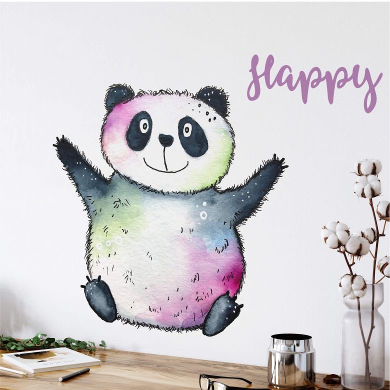 Rechnung auf St.) bestellen Wandtattoo Panda«, Happy (1 Wall-Art »Lebensfreude -
