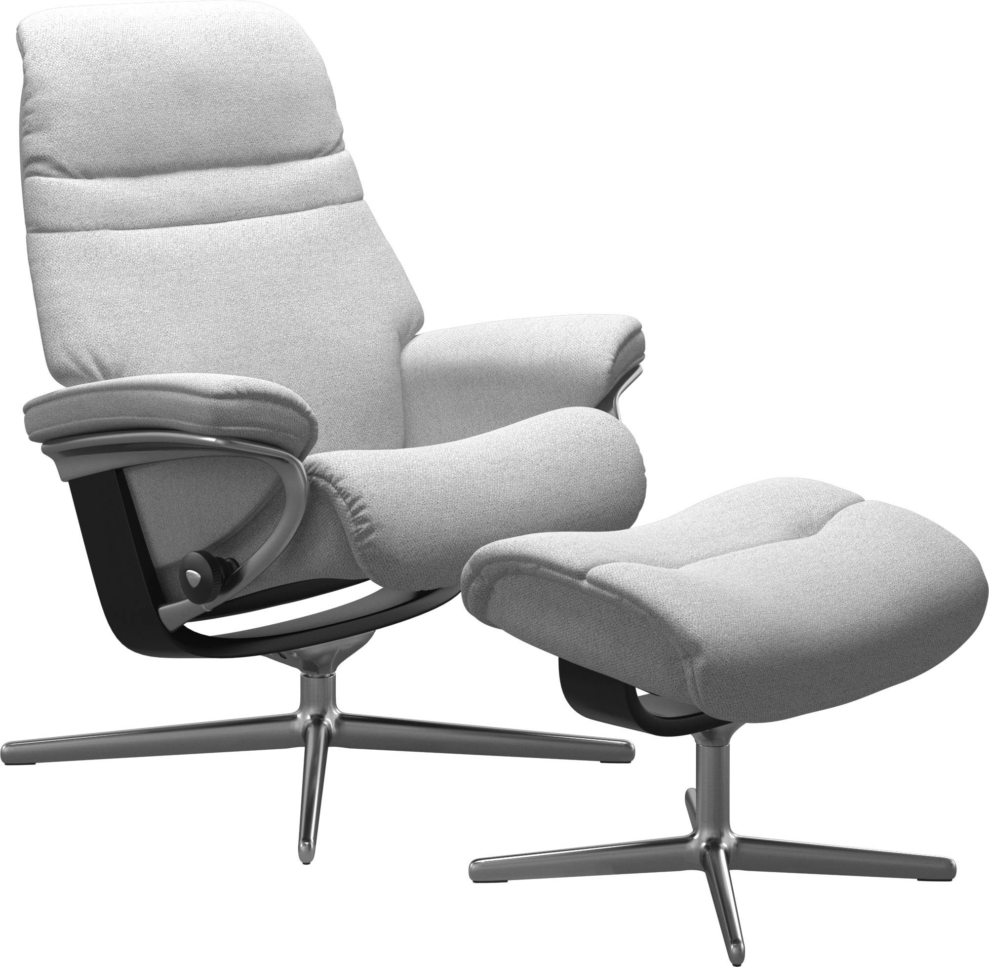 Stressless® Relaxsessel »Sunrise«, (Set, Relaxsessel mit Hocker), mit Hocker, mit Cross Base, Größe S, M & L, Holzakzent Schwarz