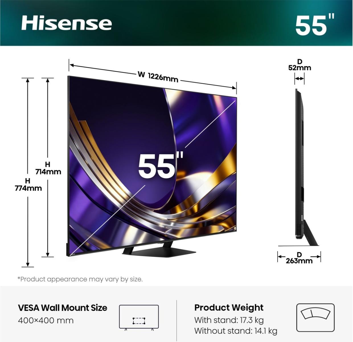 Hisense Mini-LED-Fernseher »55U7DS PRO« 139 cm/55 ″ Smart-TV