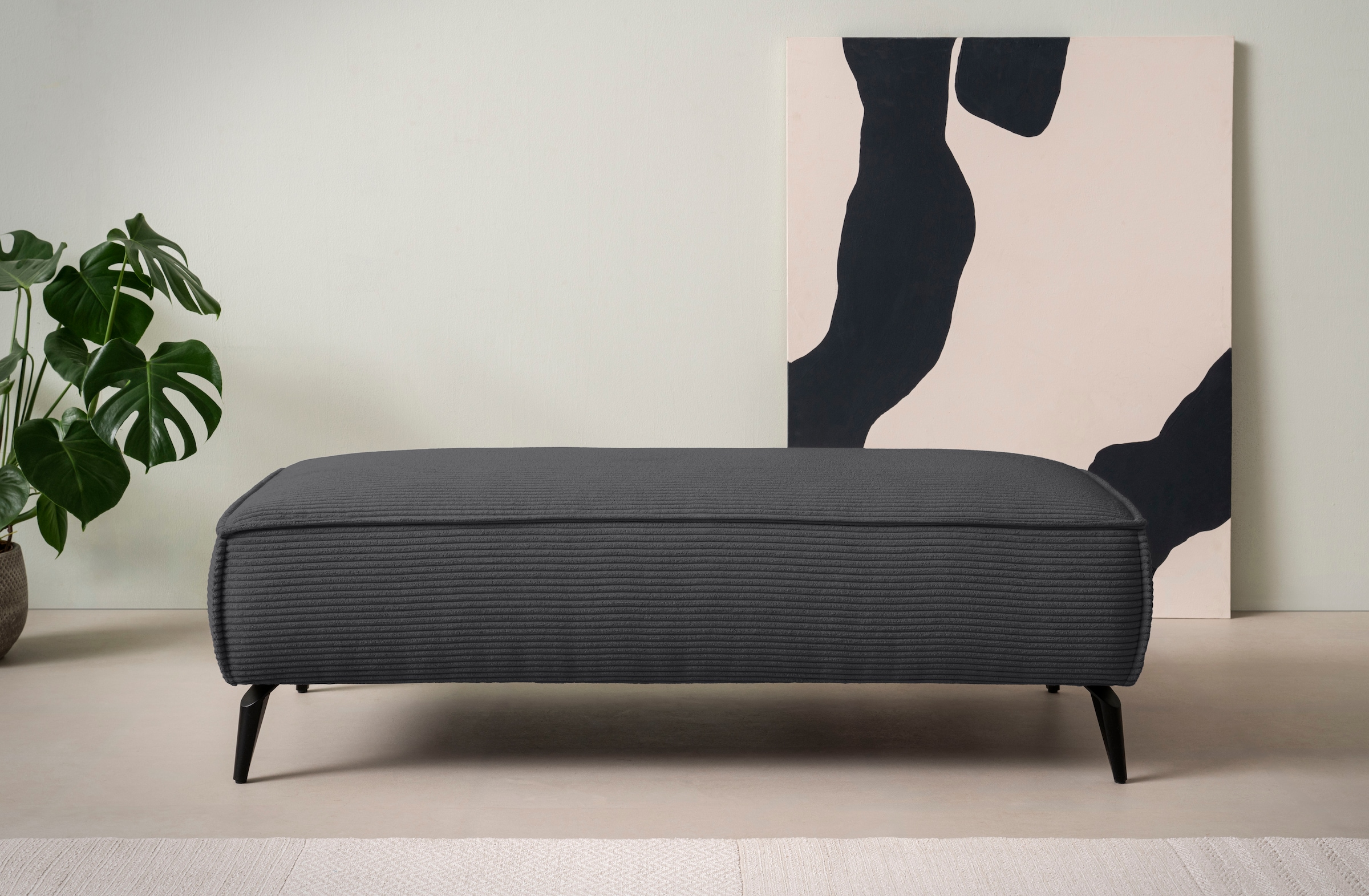 OTTO home Hocker »TVINNU« zur Serie TVINNU, gemütlicher Sitzkomfort, rechteckig, schwarze Füße
