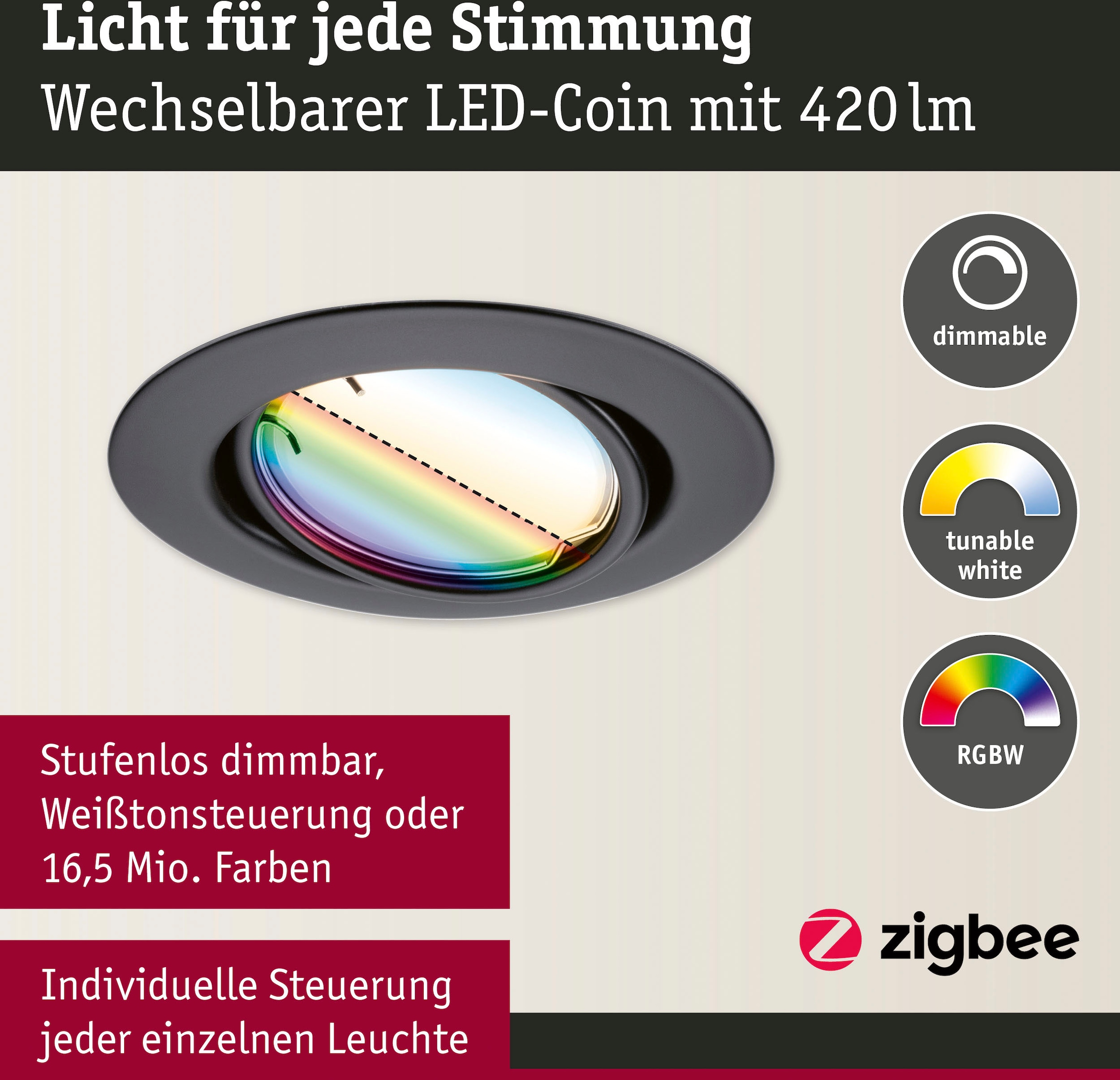 Paulmann LED Einbauleuchte »Base 3x420lm 230V«, 3 flammig, Zigbee Basisset