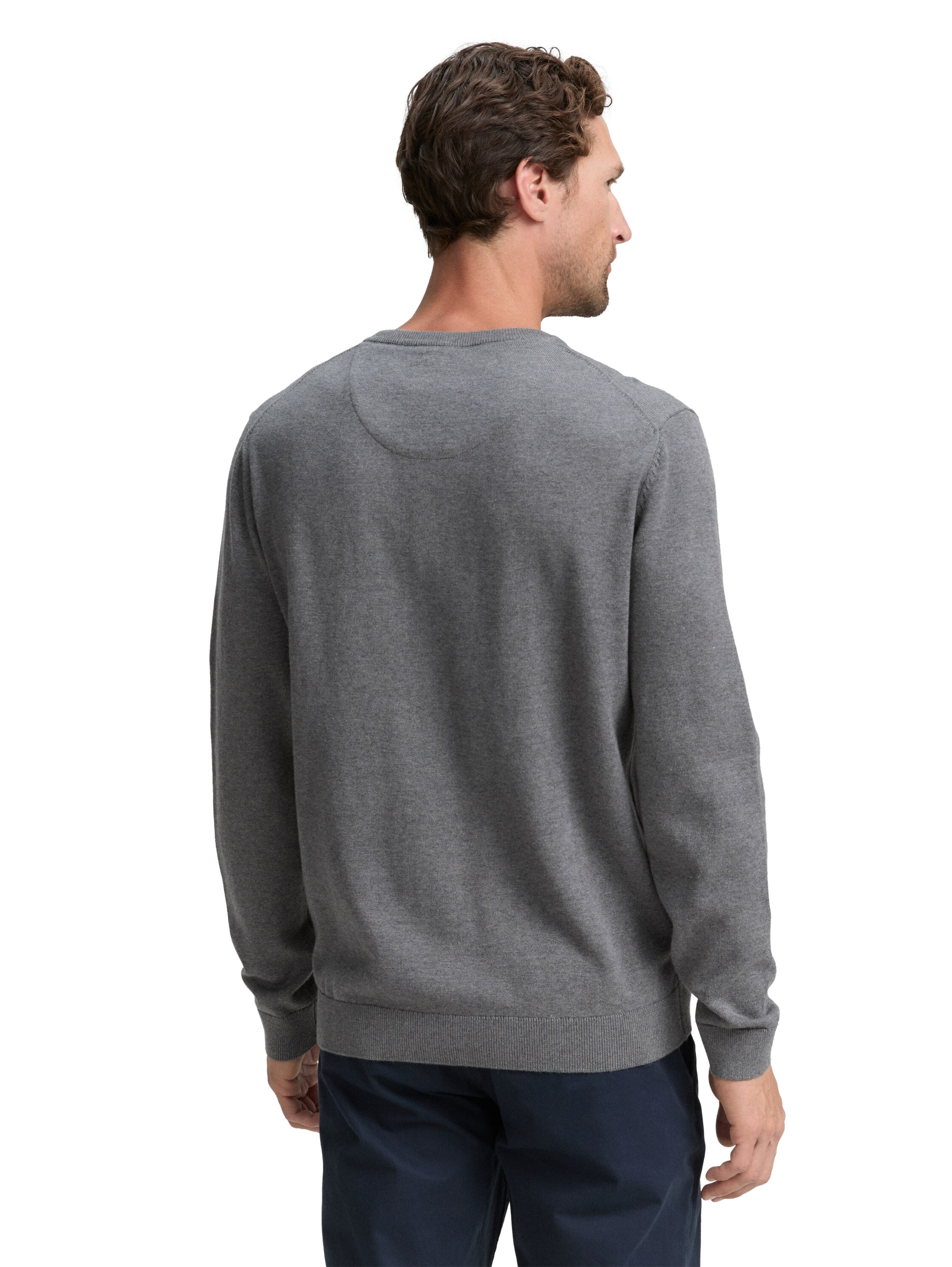 TOM TAILOR V-Ausschnitt-Pullover, mit kleiner Logo-Stickerei
