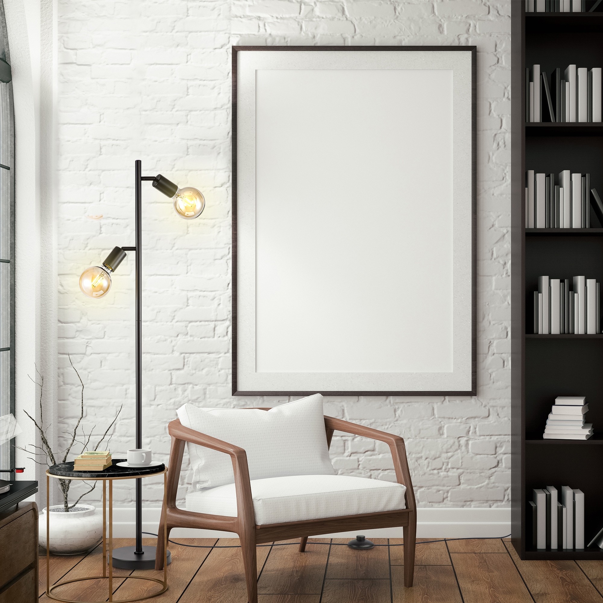 B.K.Licht Stehlampe, Metall, schwarz, für Leuchtmittel E27 Fassung, Ohne Leuchtmittel, Inkl. Kabelschalter