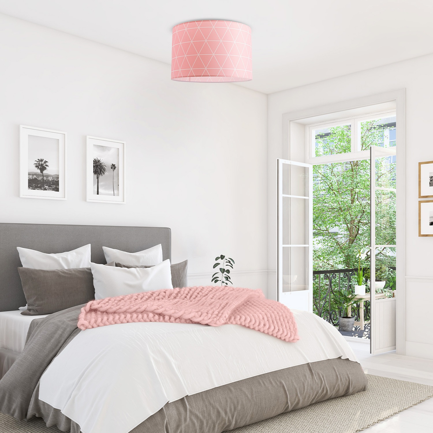 Paco Home Deckenleuchte »Stella 401«, 1 flammig, Leuchtmittel E27 | ohne Leuchtmittel, Deckenlampe Wohnzimmer Schlafzimmer Hängelampe Skandi Rauten E27
