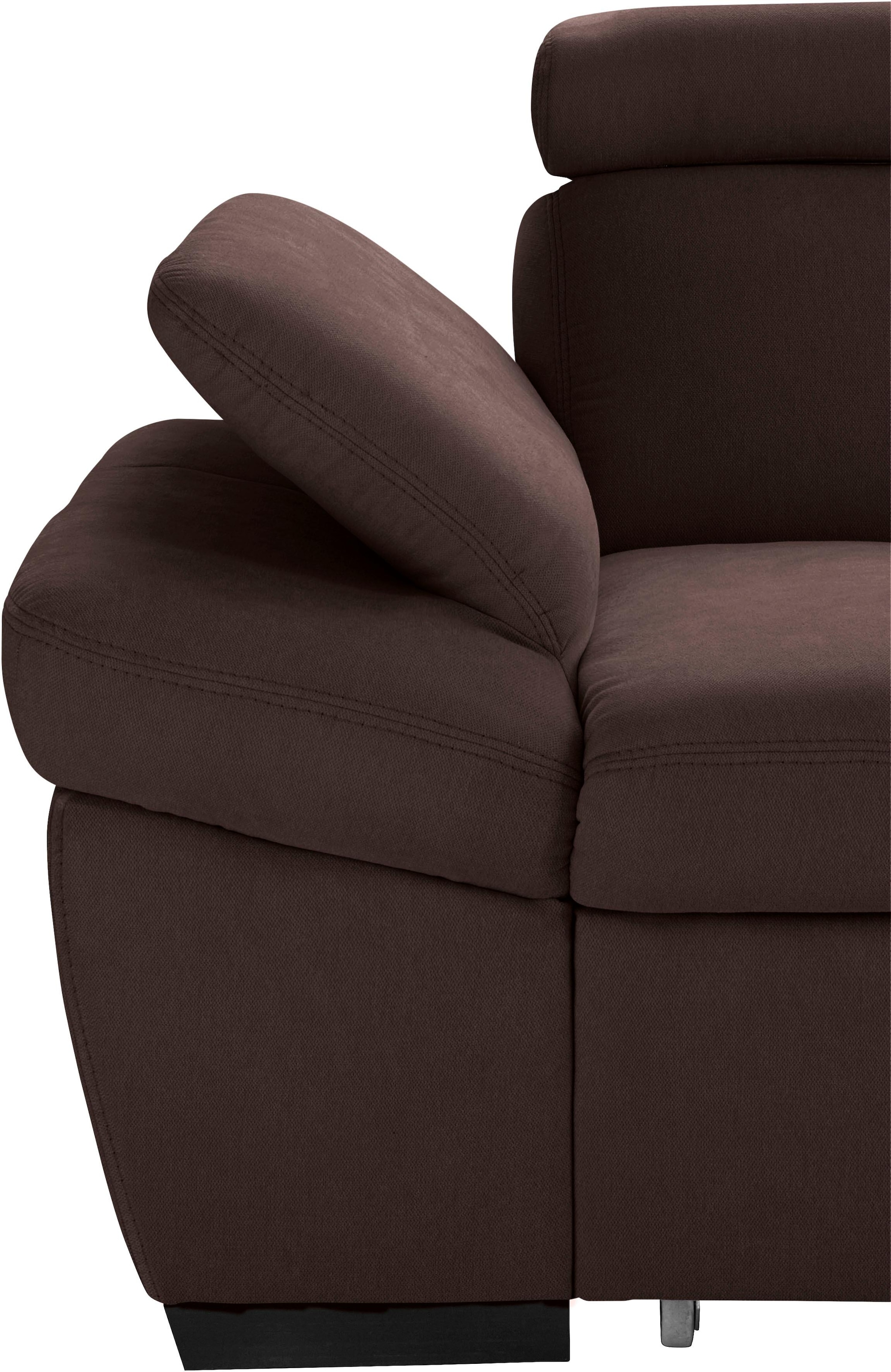 exxpo - sofa fashion Ecksofa »Salerno, klassisch modernes Funktionssofa, hoher Sitzkomfort, L-Form«, inkl. Kopf- und Armteilverstellung, wahlweise mit Bettfunktion